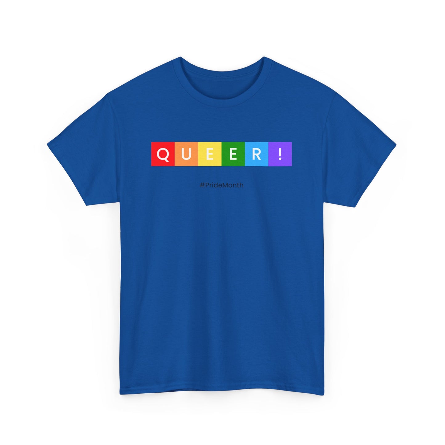 Pride Queer Unisex Heavy Cotton Tee, LGBTQ+ T-Shirt, Rainbow Pride Shirt, Gift for Activists, Everyday Wear