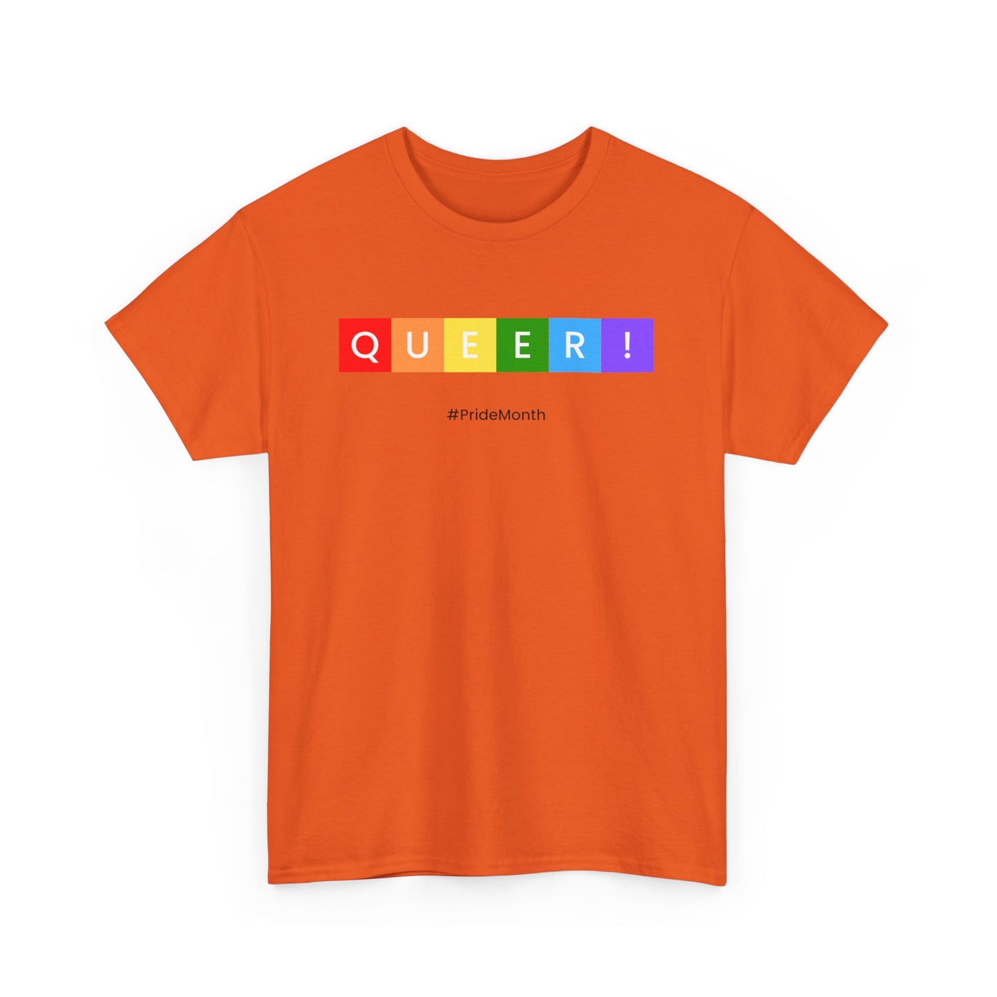 Pride Queer Unisex Heavy Cotton Tee, LGBTQ+ T-Shirt, Rainbow Pride Shirt, Gift for Activists, Everyday Wear