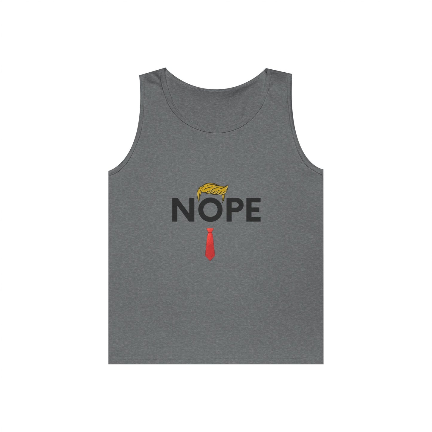 NOPE Trump Funny Political Statement Tank Top, Unisex Cotton Muscle Tee, Summer Wear, Gifts for Him and Her, Party Attire, Beach Clothing