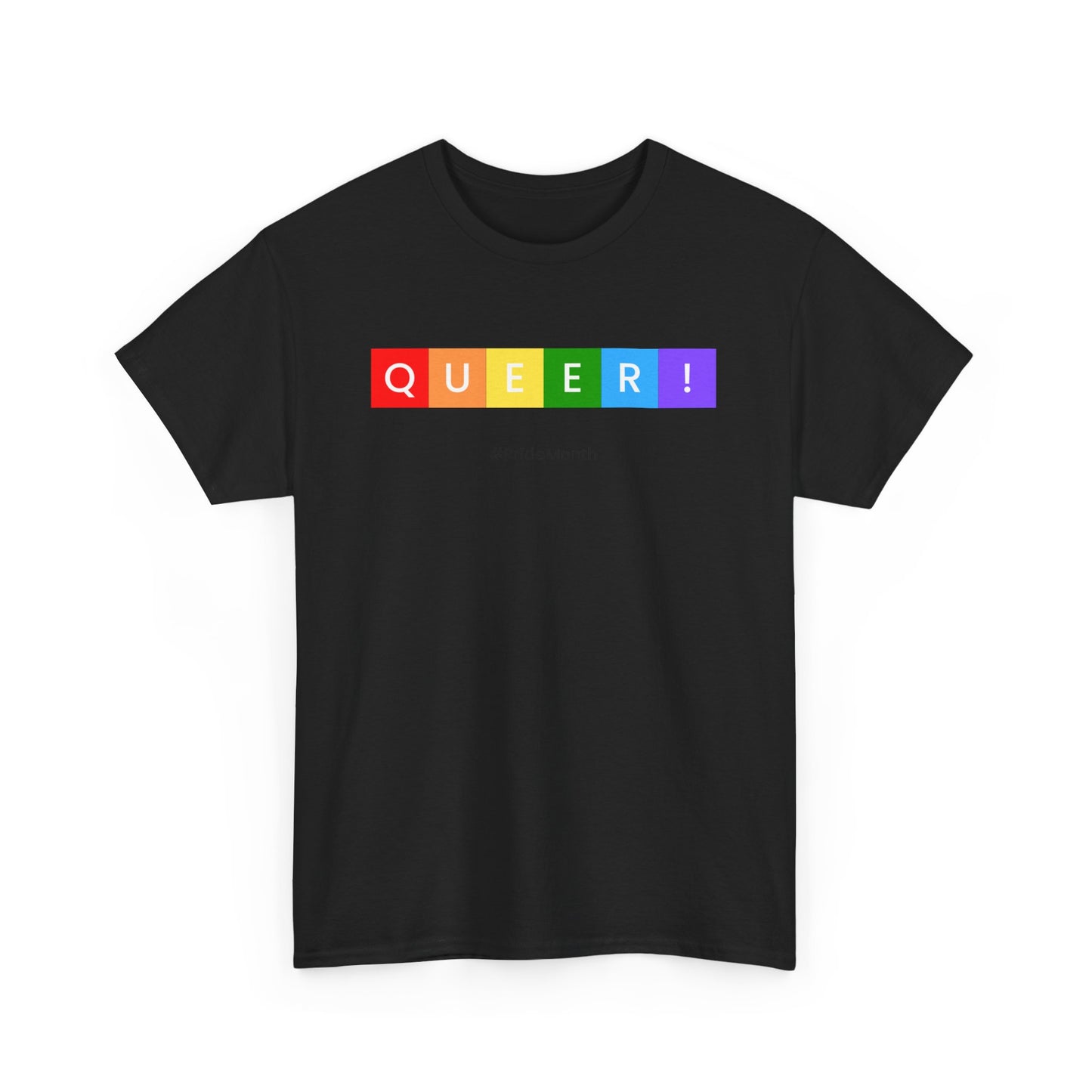 Pride Queer Unisex Heavy Cotton Tee, LGBTQ+ T-Shirt, Rainbow Pride Shirt, Gift for Activists, Everyday Wear