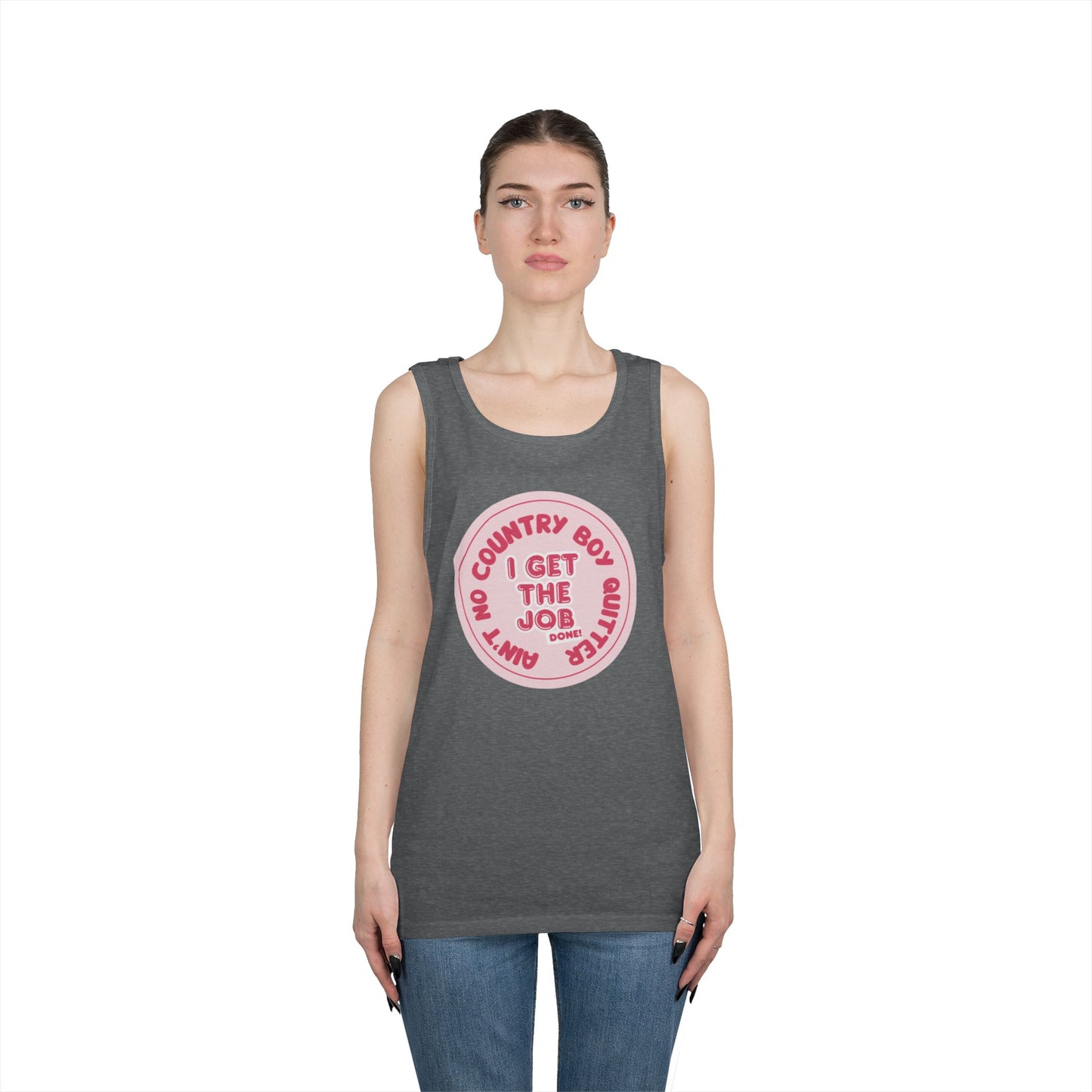 Ain’t No Country Boy Quitter Unisex Heavy Cotton Tank Top | Casual Summer Wear, Fun Gifts, Country Spirit, Outdoor Activities, Festival Apparel