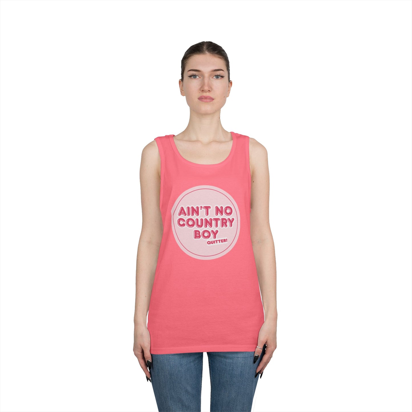 Ain’t no country boy quitter Country Vibes Heavy Cotton Tank Top | Ain't No Country Boy, I Get The Job Done, Perfect for Summer, Gift for Him, Casual Wear
