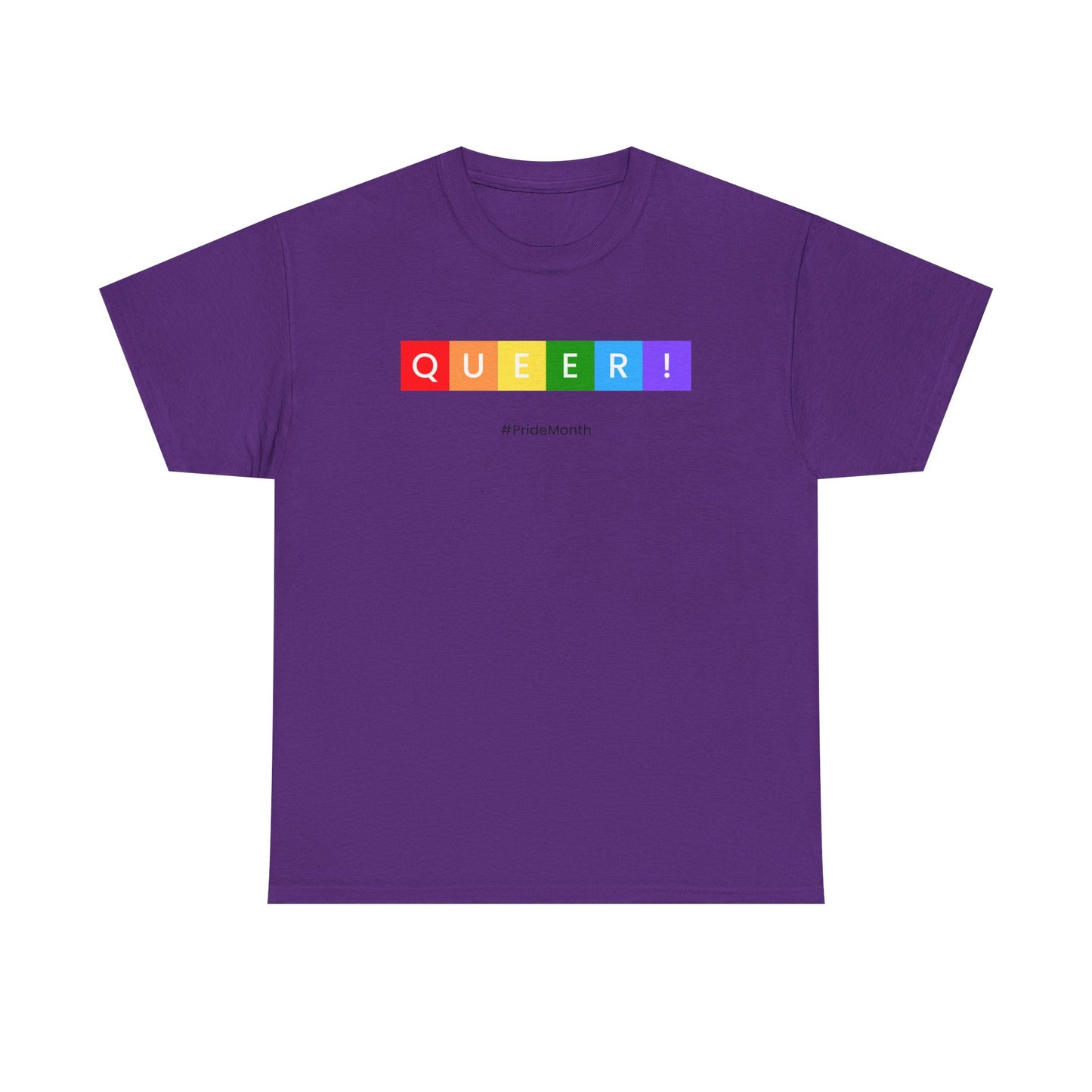 Pride Queer Unisex Heavy Cotton Tee, LGBTQ+ T-Shirt, Rainbow Pride Shirt, Gift for Activists, Everyday Wear