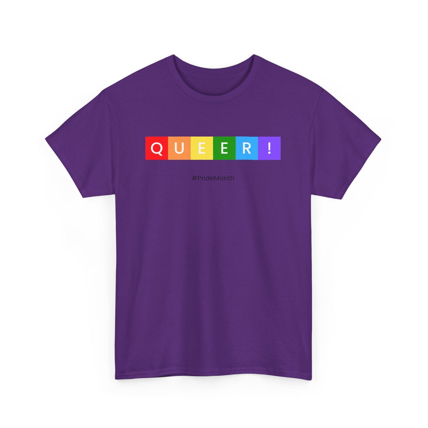 Pride Queer Unisex Heavy Cotton Tee, LGBTQ+ T-Shirt, Rainbow Pride Shirt, Gift for Activists, Everyday Wear