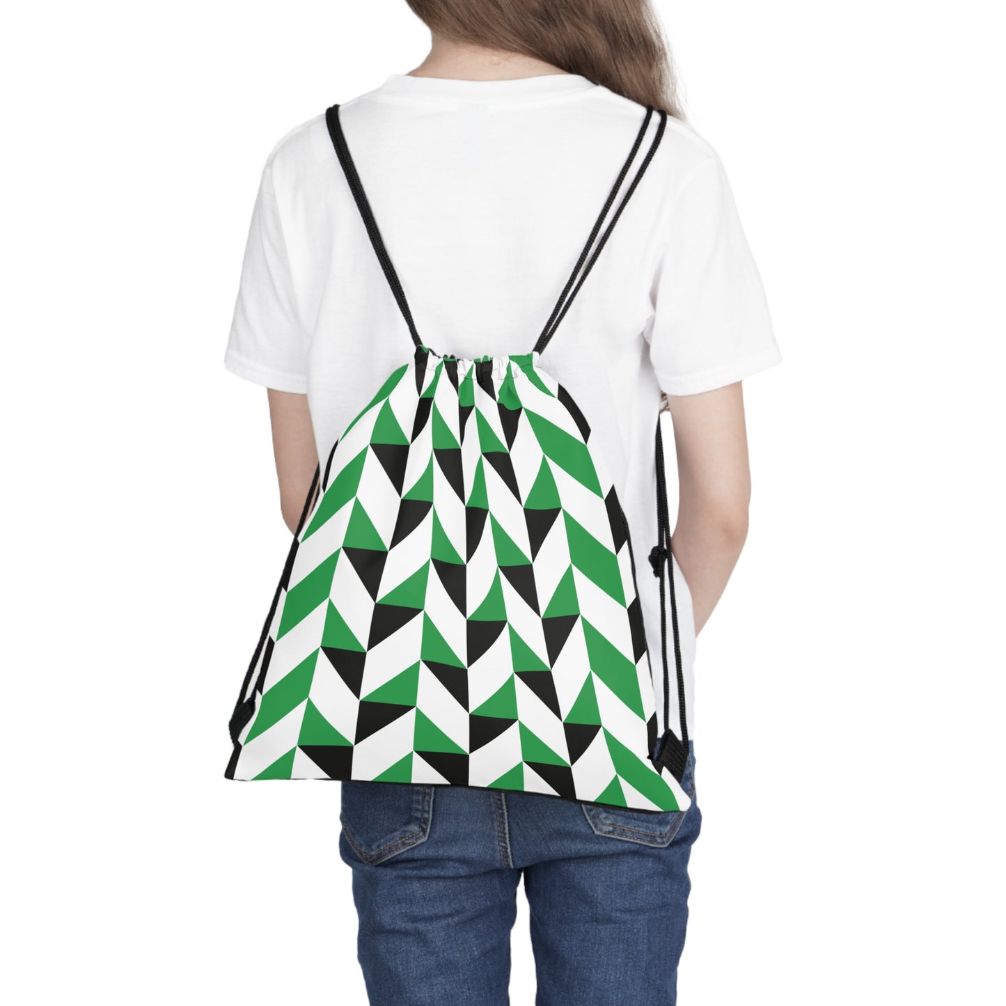Green & Black Outdoor Drawstring Bag