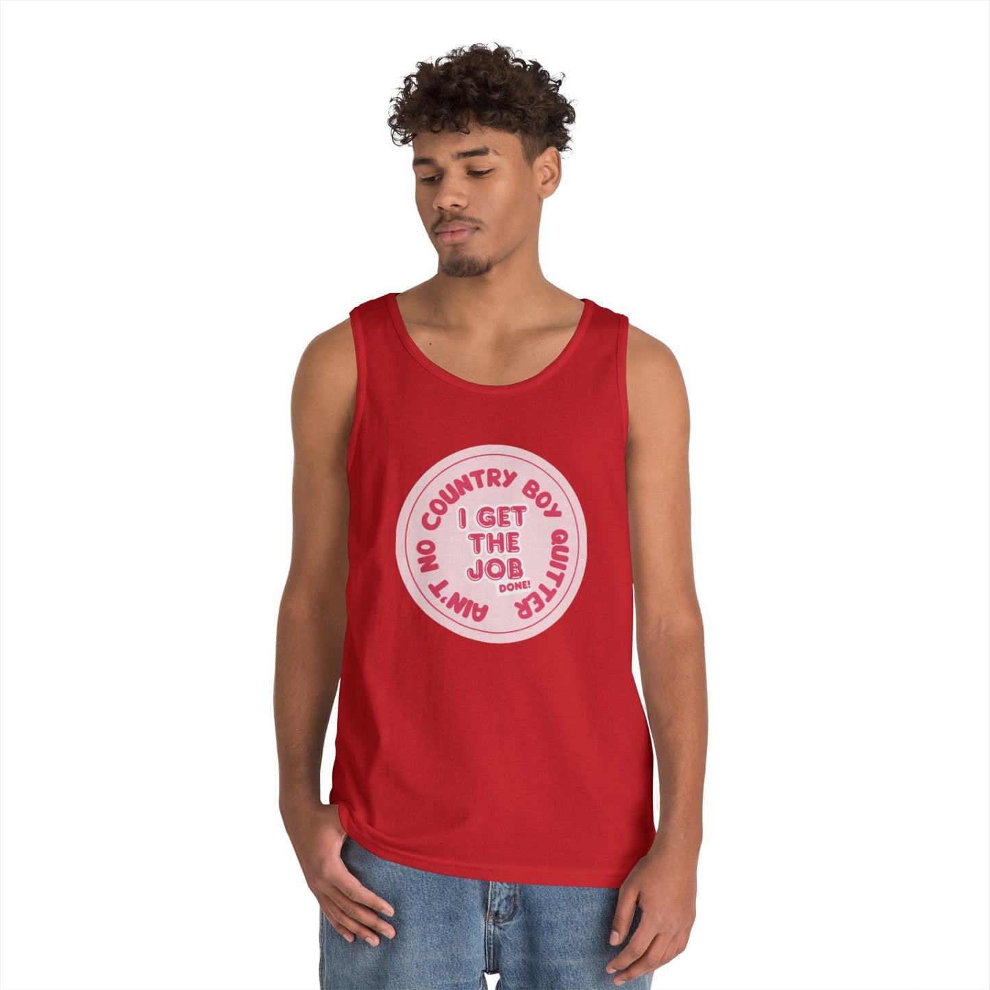 Ain’t No Country Boy Quitter Unisex Heavy Cotton Tank Top | Casual Summer Wear, Fun Gifts, Country Spirit, Outdoor Activities, Festival Apparel