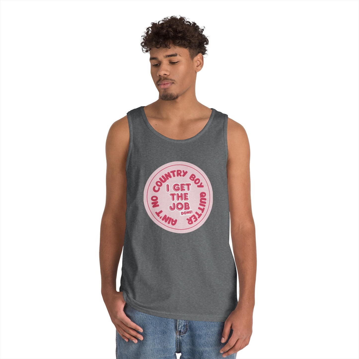 Ain’t No Country Boy Quitter Unisex Heavy Cotton Tank Top | Casual Summer Wear, Fun Gifts, Country Spirit, Outdoor Activities, Festival Apparel