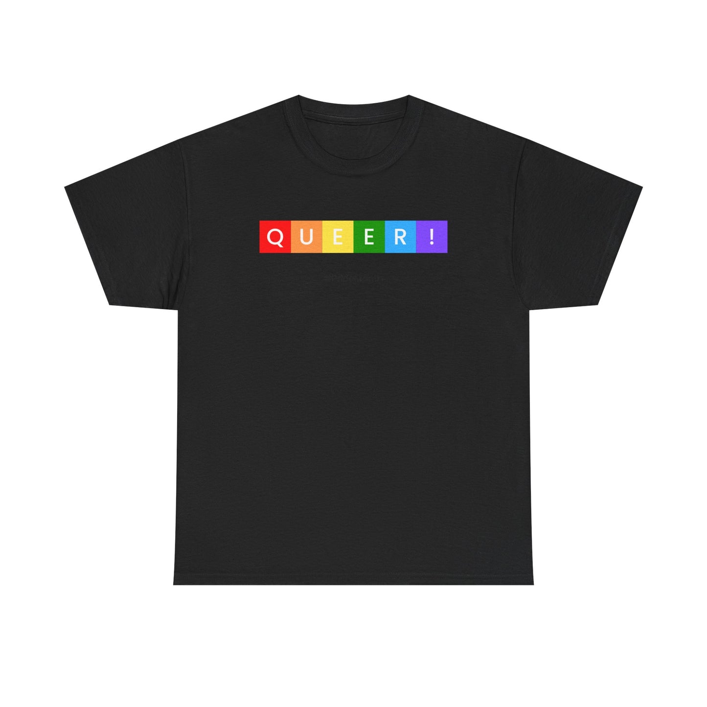 Pride Queer Unisex Heavy Cotton Tee, LGBTQ+ T-Shirt, Rainbow Pride Shirt, Gift for Activists, Everyday Wear