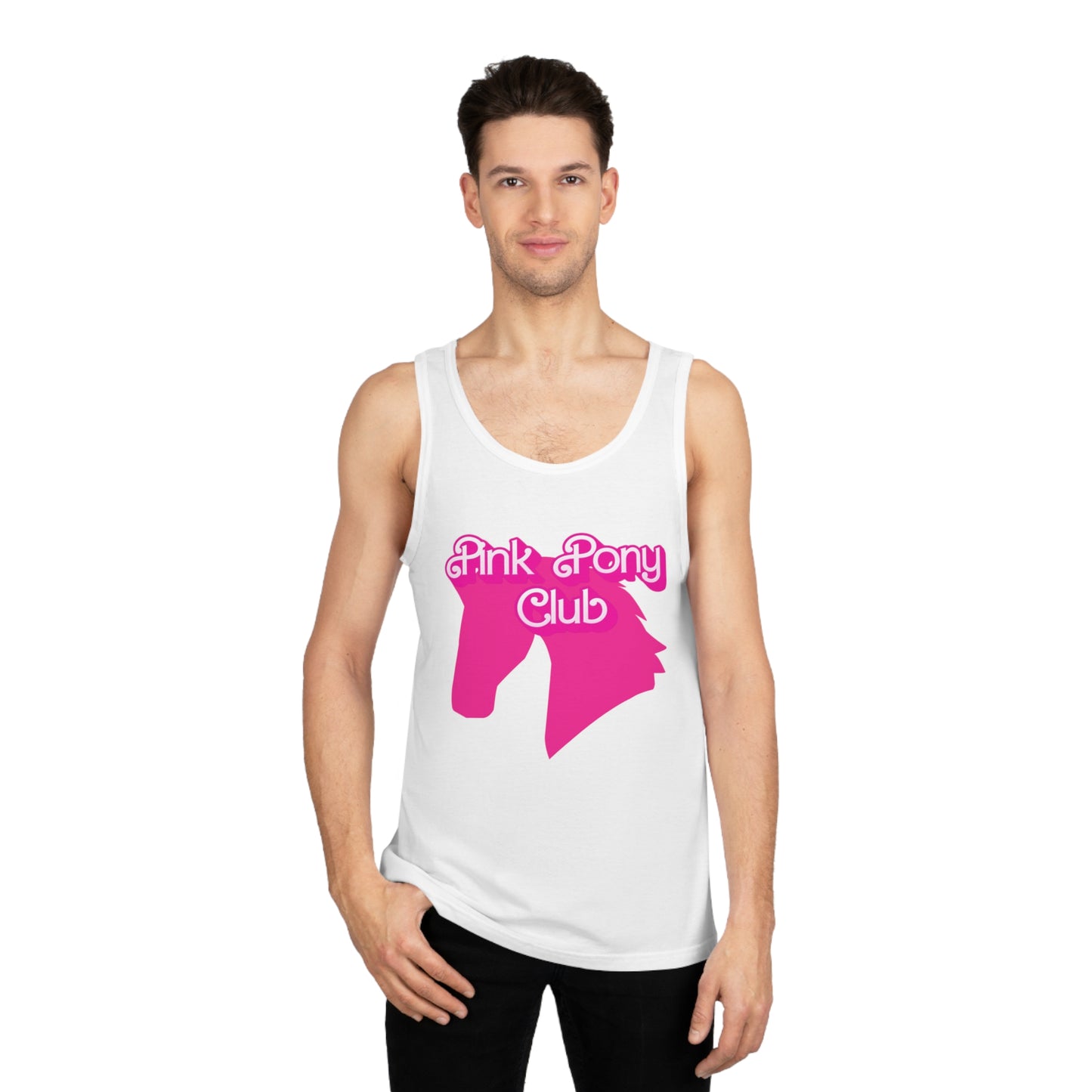 Unisex Softstyle™ Tank Top - Pink Pony Club, Farm Love Shirt, Horse Lover Gift, Summer Apparel, Equine Pride Wear
