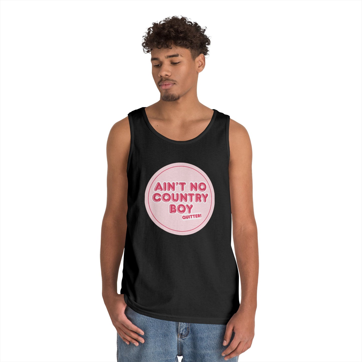 Ain’t no country boy quitter Country Vibes Heavy Cotton Tank Top | Ain't No Country Boy, I Get The Job Done, Perfect for Summer, Gift for Him, Casual Wear