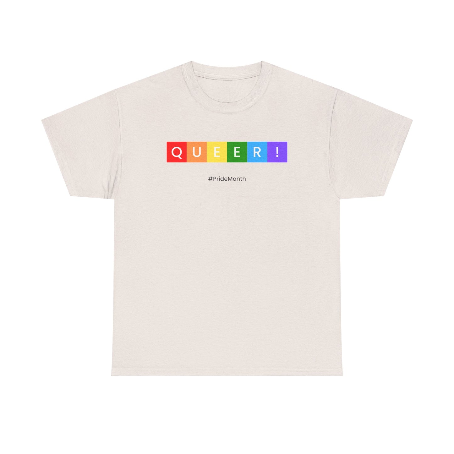 Pride Queer Unisex Heavy Cotton Tee, LGBTQ+ T-Shirt, Rainbow Pride Shirt, Gift for Activists, Everyday Wear