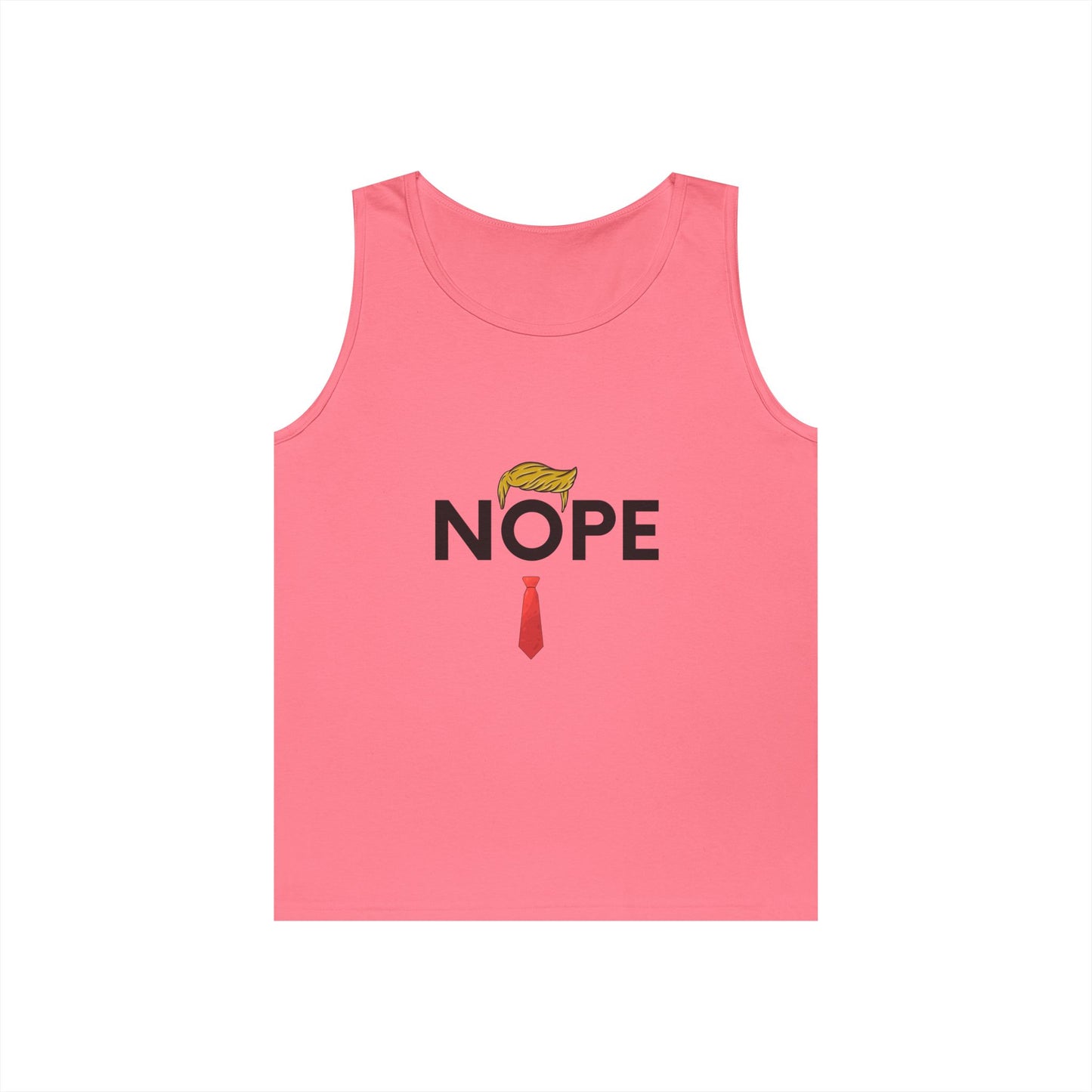 NOPE Trump Funny Political Statement Tank Top, Unisex Cotton Muscle Tee, Summer Wear, Gifts for Him and Her, Party Attire, Beach Clothing