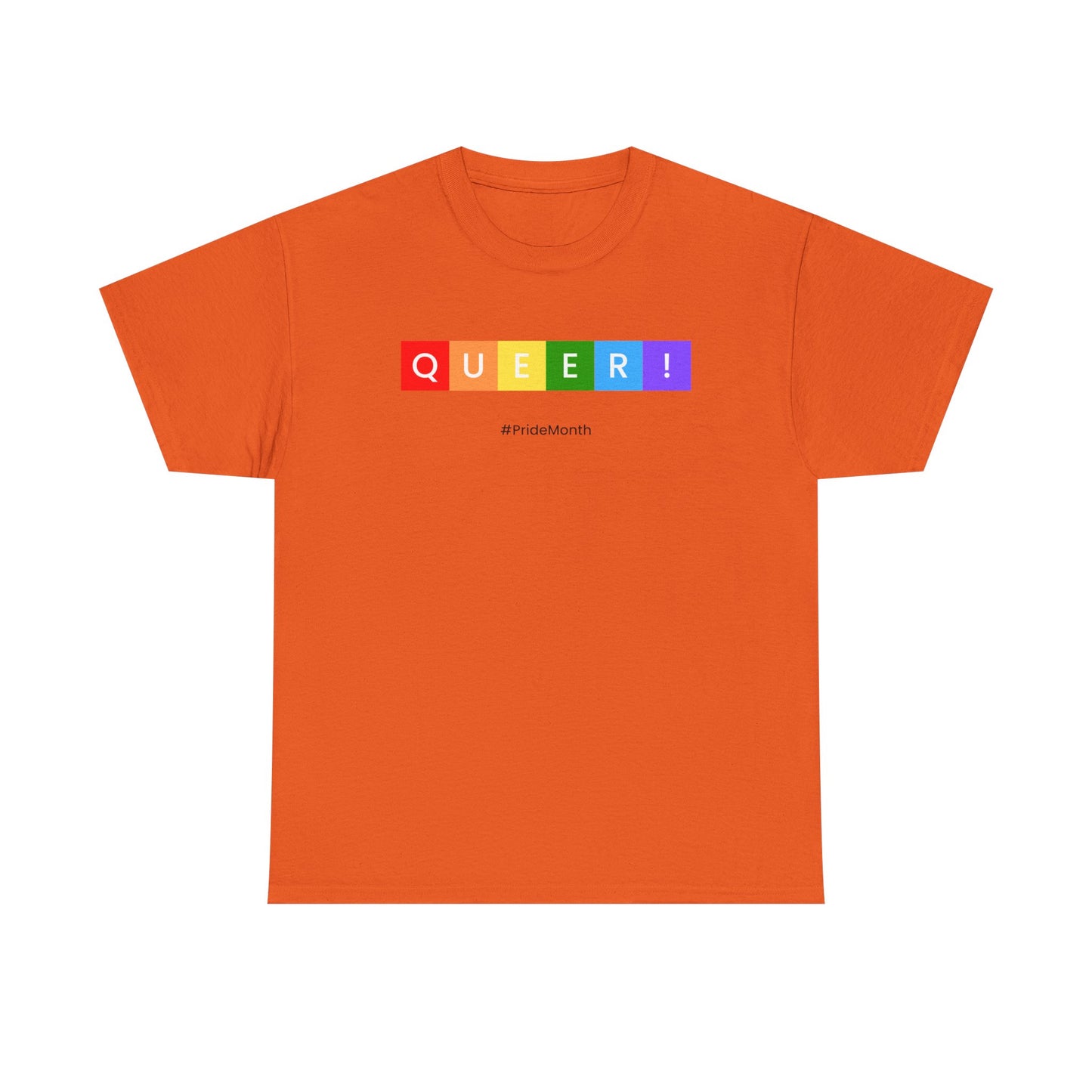 Pride Queer Unisex Heavy Cotton Tee, LGBTQ+ T-Shirt, Rainbow Pride Shirt, Gift for Activists, Everyday Wear
