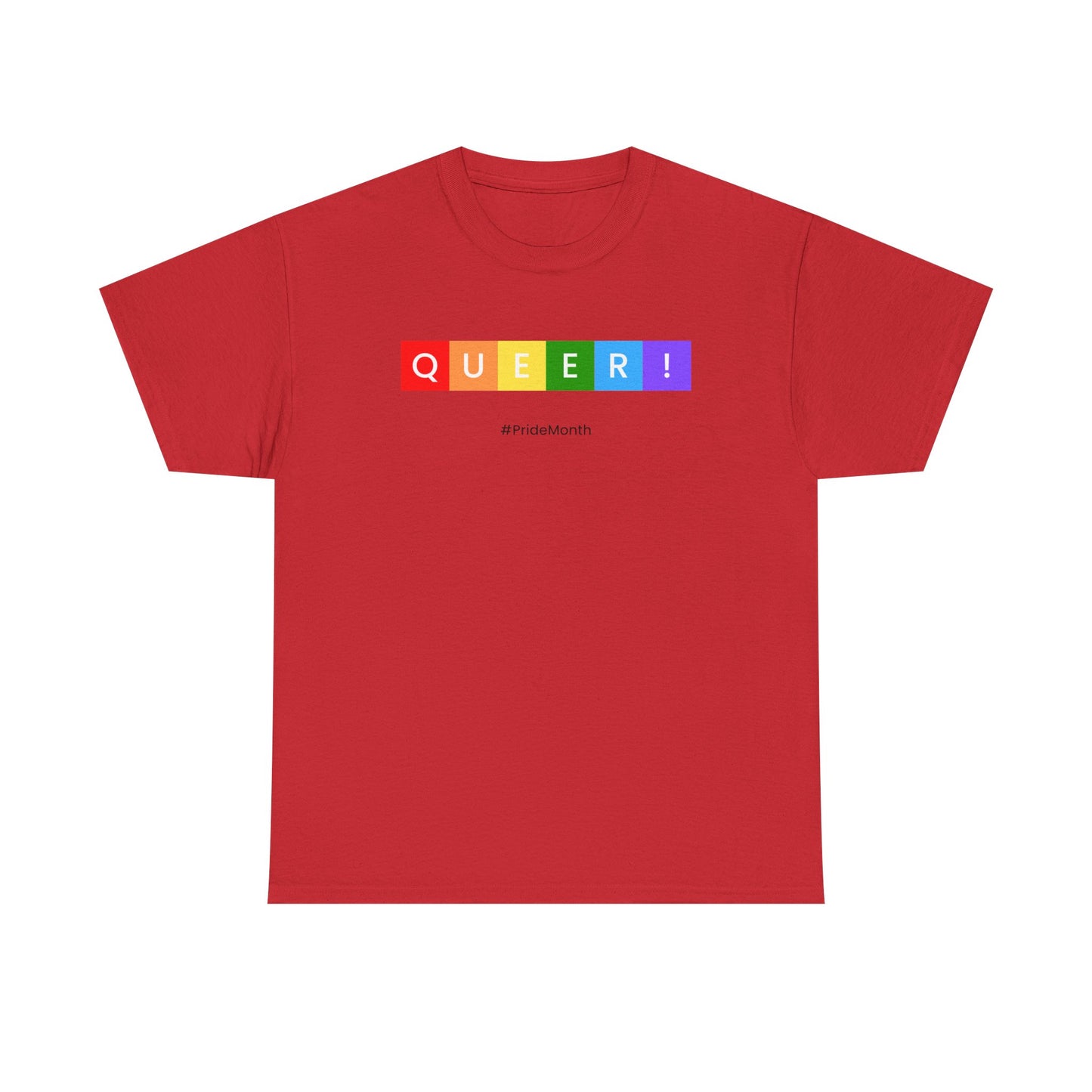 Pride Queer Unisex Heavy Cotton Tee, LGBTQ+ T-Shirt, Rainbow Pride Shirt, Gift for Activists, Everyday Wear
