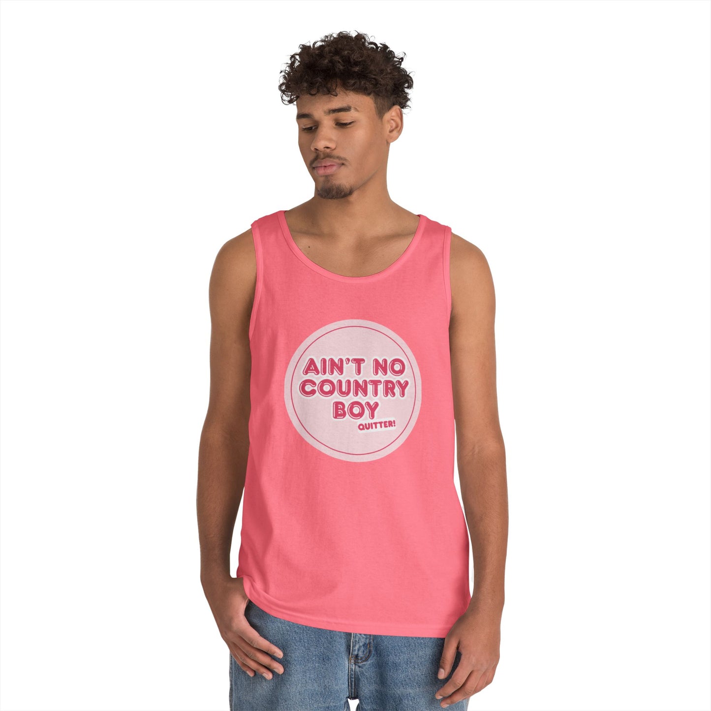 Ain’t no country boy quitter Country Vibes Heavy Cotton Tank Top | Ain't No Country Boy, I Get The Job Done, Perfect for Summer, Gift for Him, Casual Wear