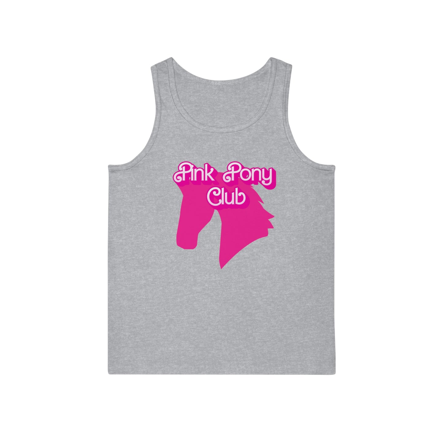 Unisex Softstyle™ Tank Top - Pink Pony Club, Farm Love Shirt, Horse Lover Gift, Summer Apparel, Equine Pride Wear