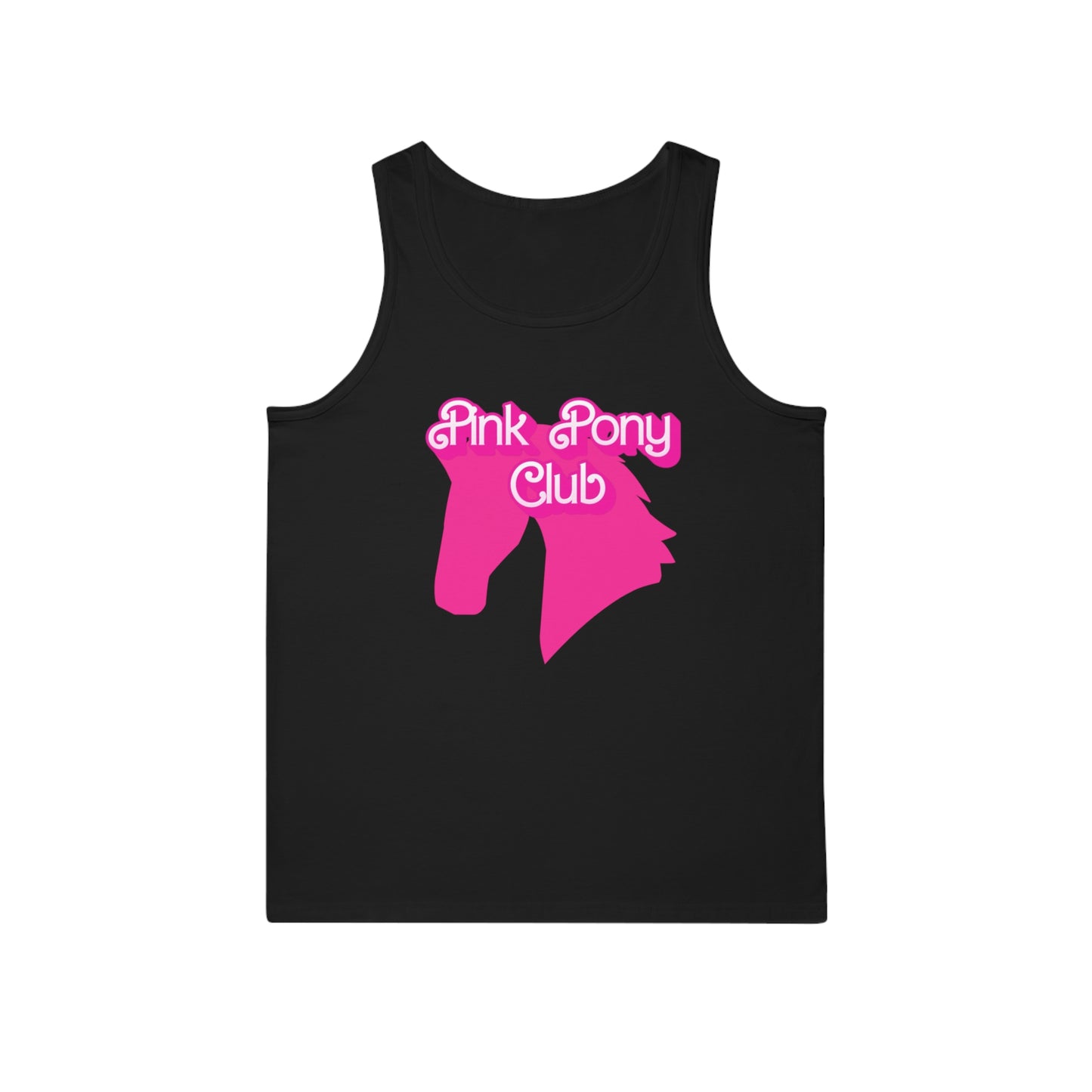 Unisex Softstyle™ Tank Top - Pink Pony Club, Farm Love Shirt, Horse Lover Gift, Summer Apparel, Equine Pride Wear