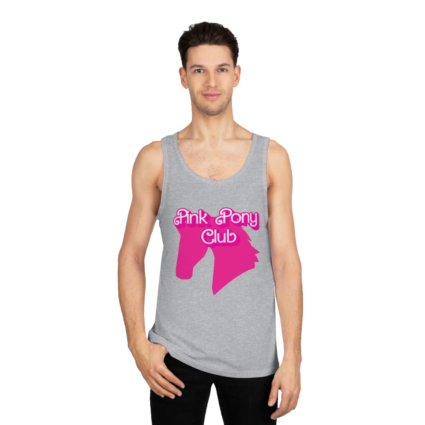 Unisex Softstyle™ Tank Top - Pink Pony Club, Farm Love Shirt, Horse Lover Gift, Summer Apparel, Equine Pride Wear