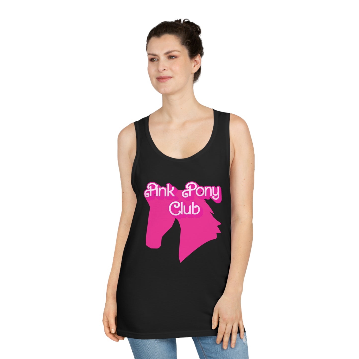 Unisex Softstyle™ Tank Top - Pink Pony Club, Farm Love Shirt, Horse Lover Gift, Summer Apparel, Equine Pride Wear