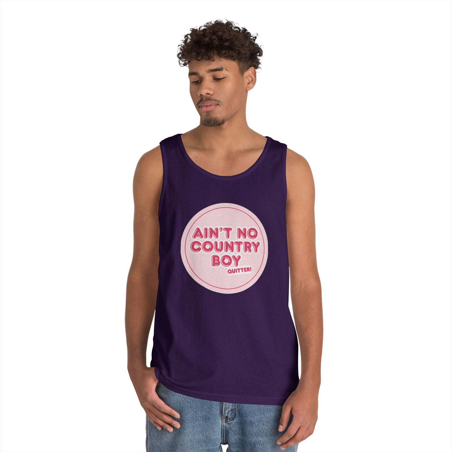 Ain’t no country boy quitter Country Vibes Heavy Cotton Tank Top | Ain't No Country Boy, I Get The Job Done, Perfect for Summer, Gift for Him, Casual Wear