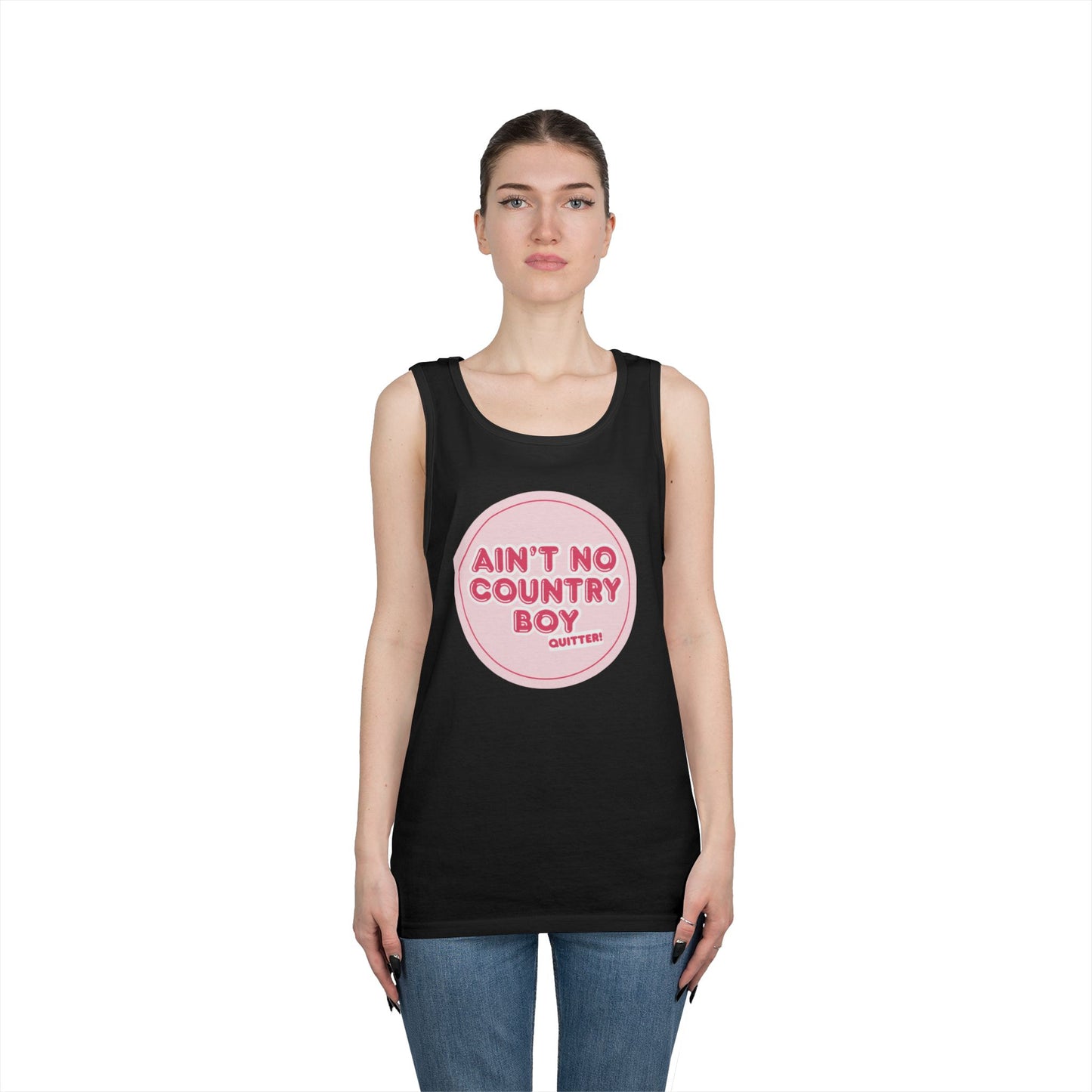 Ain’t no country boy quitter Country Vibes Heavy Cotton Tank Top | Ain't No Country Boy, I Get The Job Done, Perfect for Summer, Gift for Him, Casual Wear