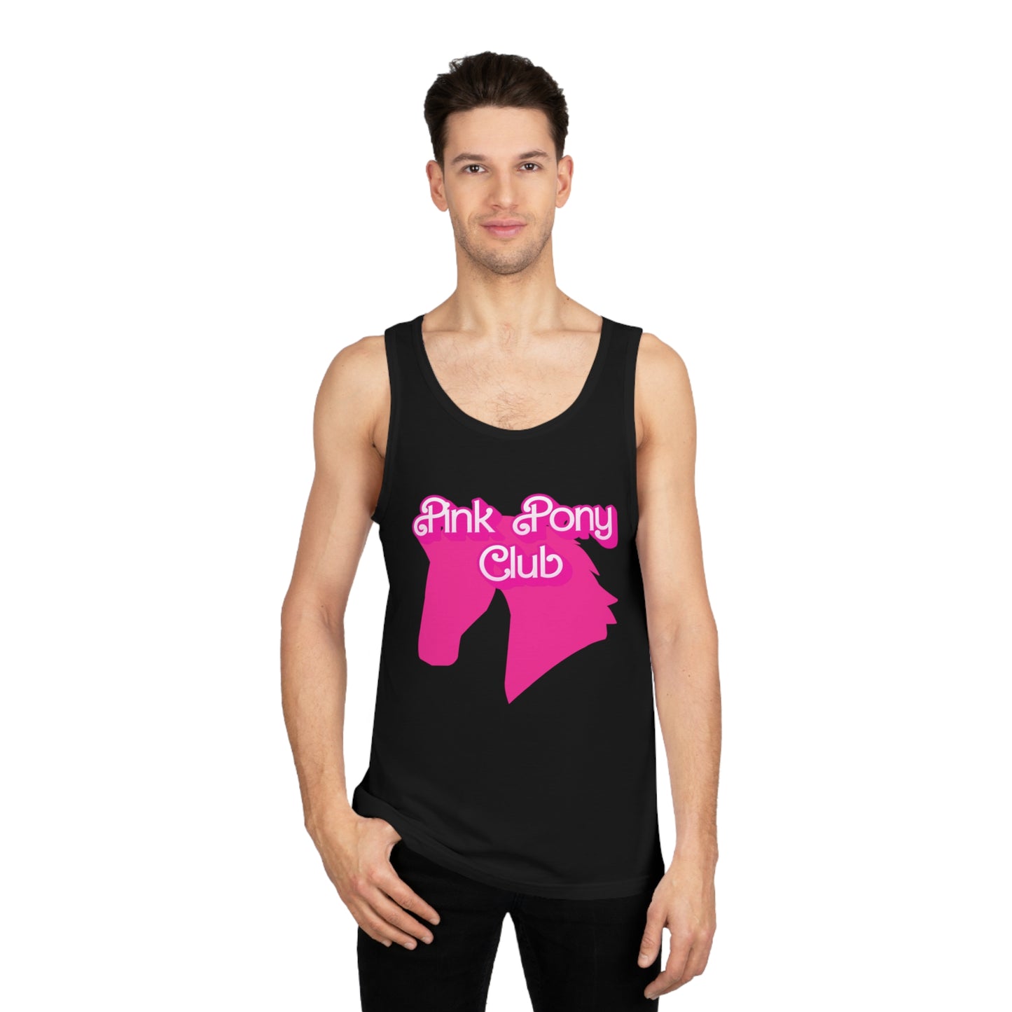 Unisex Softstyle™ Tank Top - Pink Pony Club, Farm Love Shirt, Horse Lover Gift, Summer Apparel, Equine Pride Wear