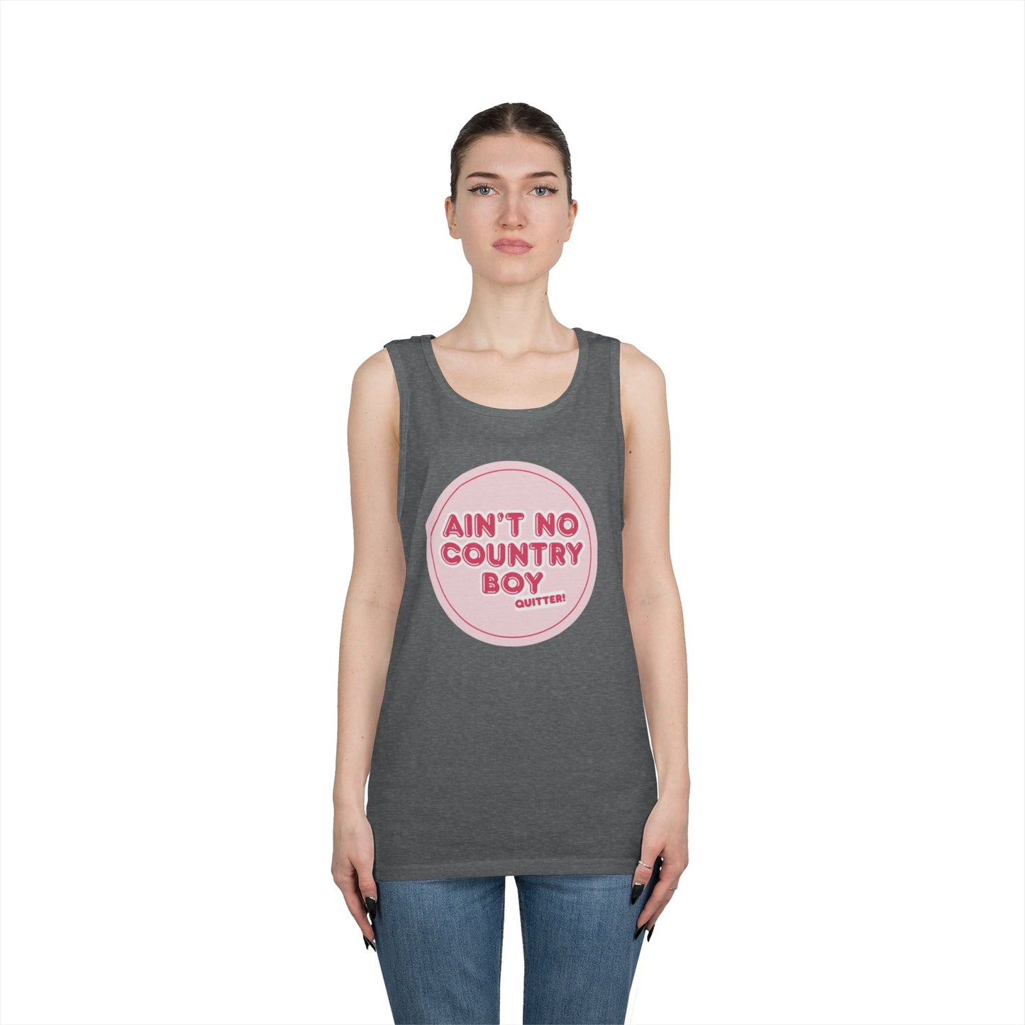Ain’t no country boy quitter Country Vibes Heavy Cotton Tank Top | Ain't No Country Boy, I Get The Job Done, Perfect for Summer, Gift for Him, Casual Wear