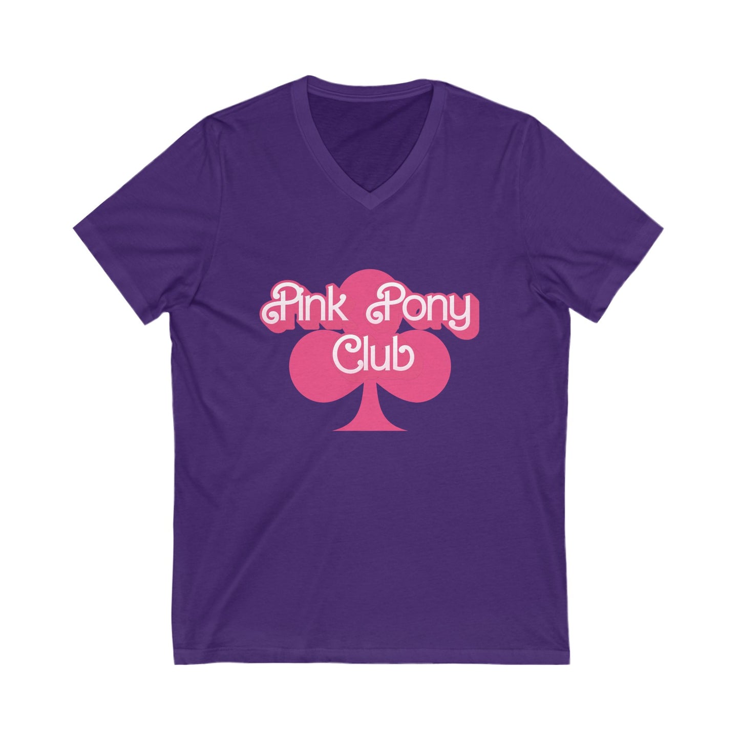 Pink Pony Club V-Neck Tee, Fun Summer Tee, Friendship Shirt, Cute Gift for Teens, Club Apparel, Casual Stylish Top
