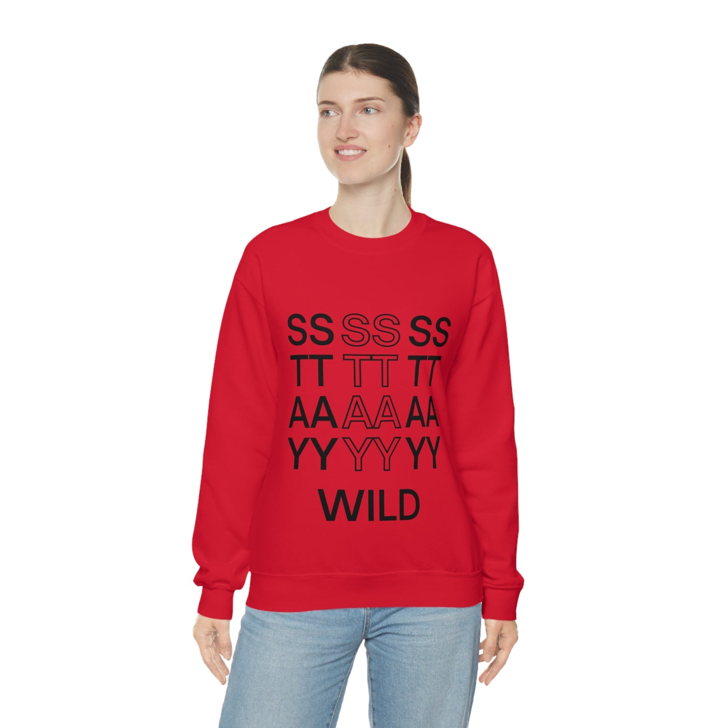 STAY WILD TYPOGRAPHY Unisex Heavy Blend™ Crewneck Sweatshirt