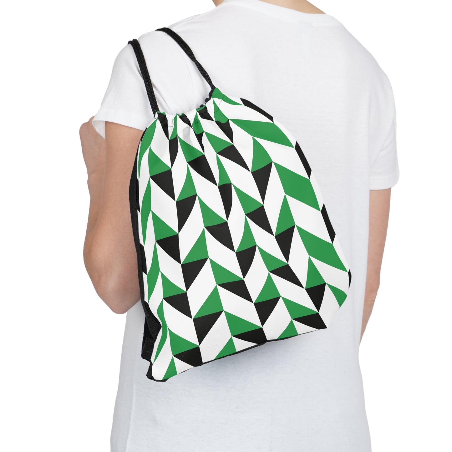 Green & Black Outdoor Drawstring Bag