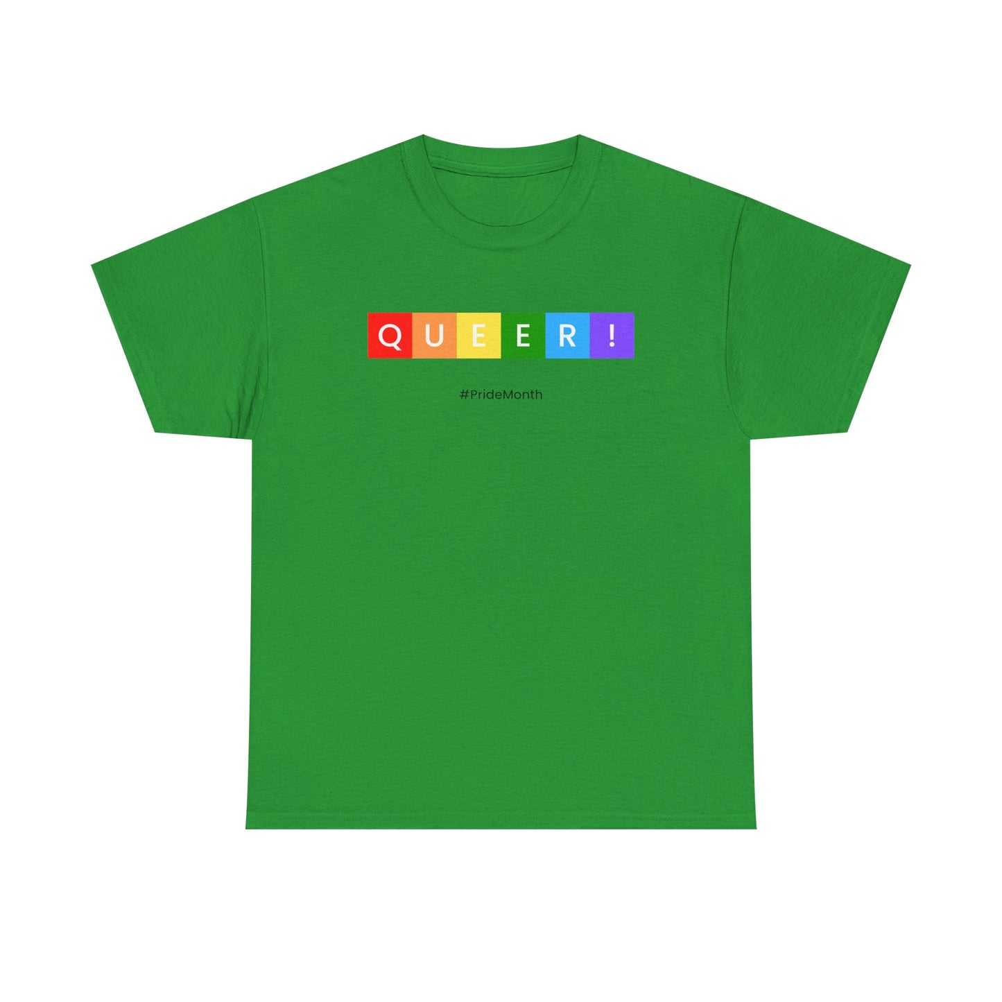 Pride Queer Unisex Heavy Cotton Tee, LGBTQ+ T-Shirt, Rainbow Pride Shirt, Gift for Activists, Everyday Wear