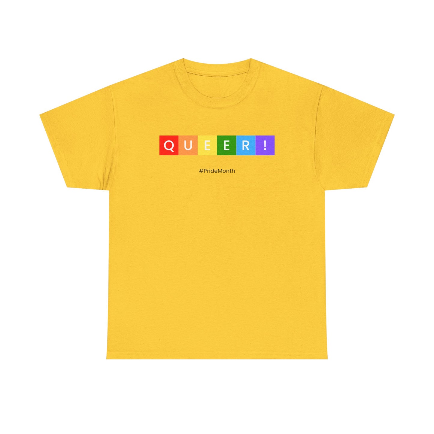 Pride Queer Unisex Heavy Cotton Tee, LGBTQ+ T-Shirt, Rainbow Pride Shirt, Gift for Activists, Everyday Wear