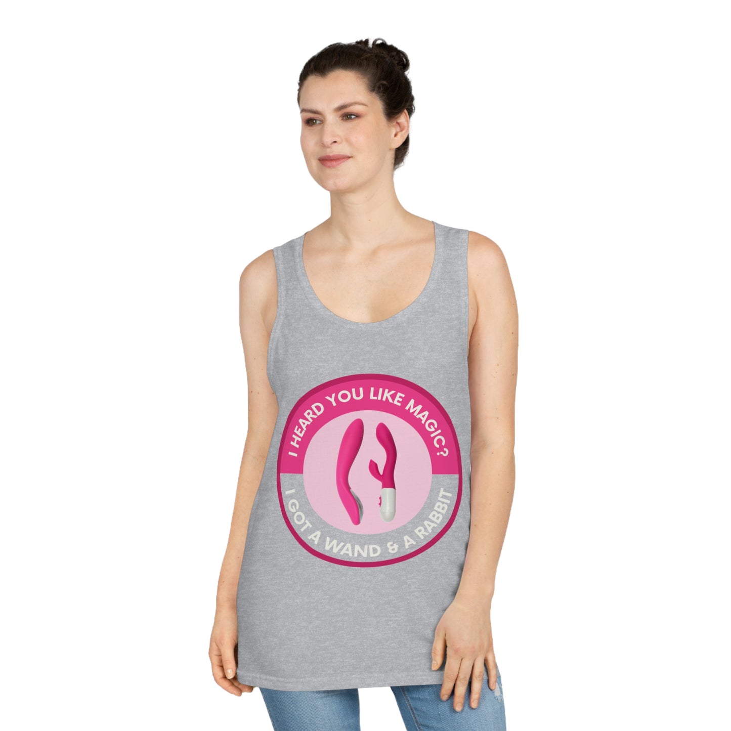 Wand & Rabbit Magic Themed Unisex Tank Top, Fun Stylish Tank, Gift for Her, Summer Apparel, Festival Wear, Playful Clothing