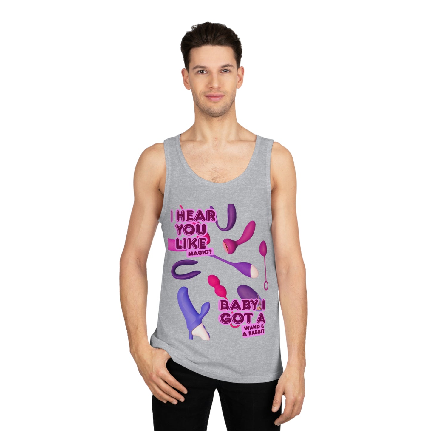 Wand & Rabbit Funny Unisex Tank Top, Playful Gift for Bachelorette Parties, Summer Parties, LGBTQ+ Pride Events, Unique Summer Outfit, Cute Casual Wear