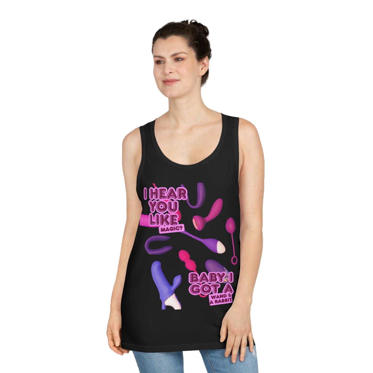 Wand & Rabbit Funny Unisex Tank Top, Playful Gift for Bachelorette Parties, Summer Parties, LGBTQ+ Pride Events, Unique Summer Outfit, Cute Casual Wear
