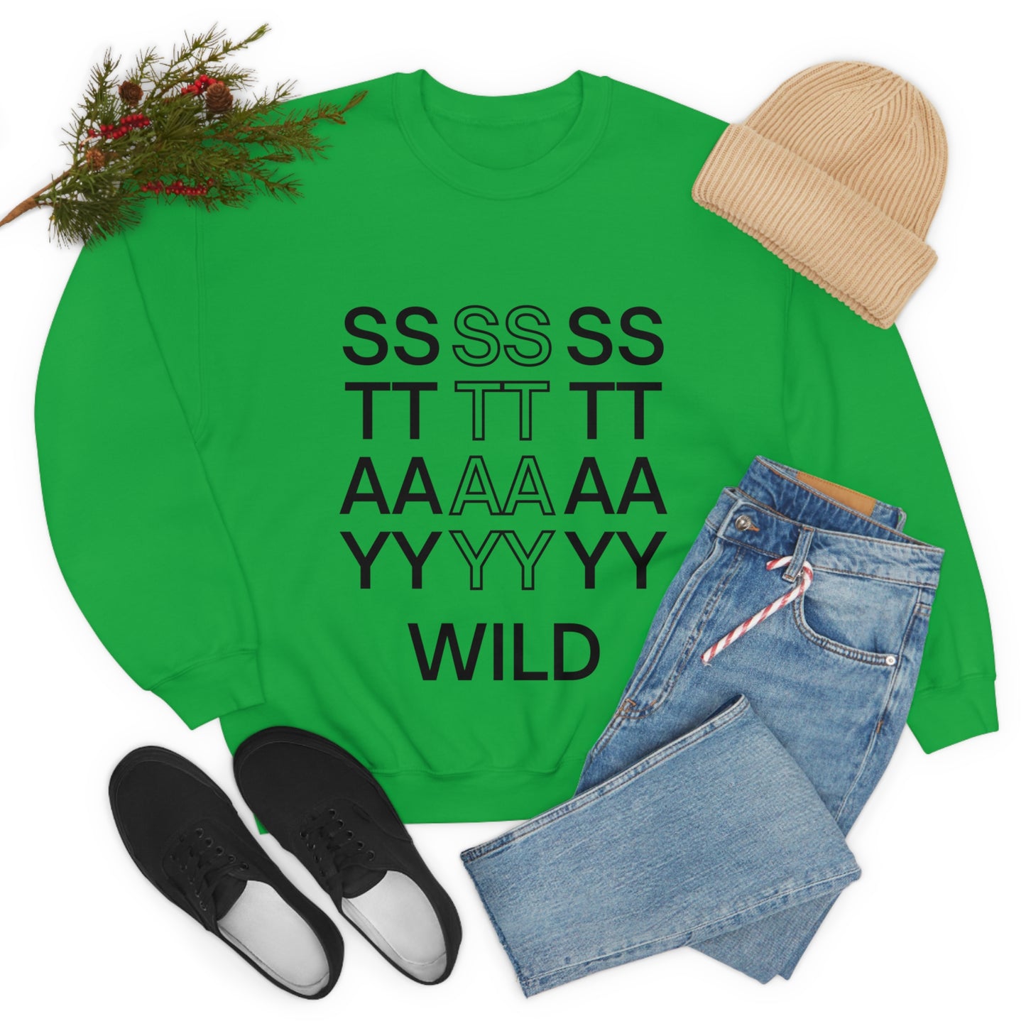 STAY WILD TYPOGRAPHY Unisex Heavy Blend™ Crewneck Sweatshirt