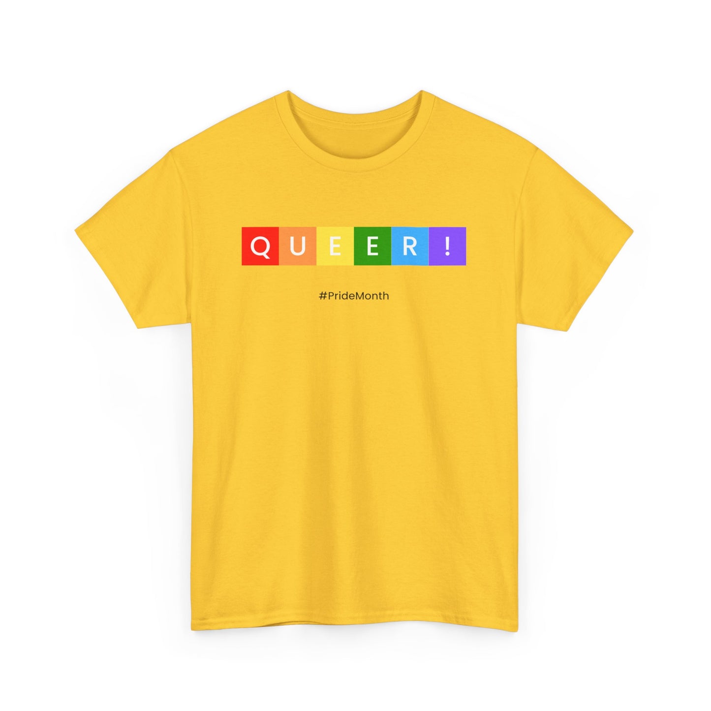 Pride Queer Unisex Heavy Cotton Tee, LGBTQ+ T-Shirt, Rainbow Pride Shirt, Gift for Activists, Everyday Wear