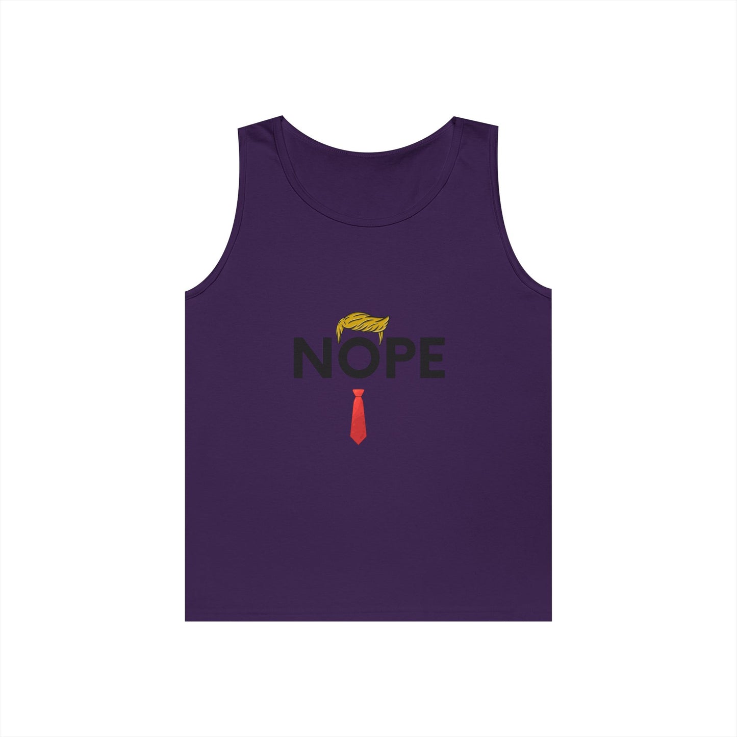 NOPE Trump Funny Political Statement Tank Top, Unisex Cotton Muscle Tee, Summer Wear, Gifts for Him and Her, Party Attire, Beach Clothing