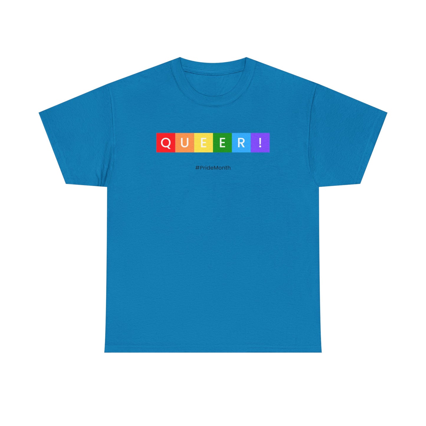 Pride Queer Unisex Heavy Cotton Tee, LGBTQ+ T-Shirt, Rainbow Pride Shirt, Gift for Activists, Everyday Wear