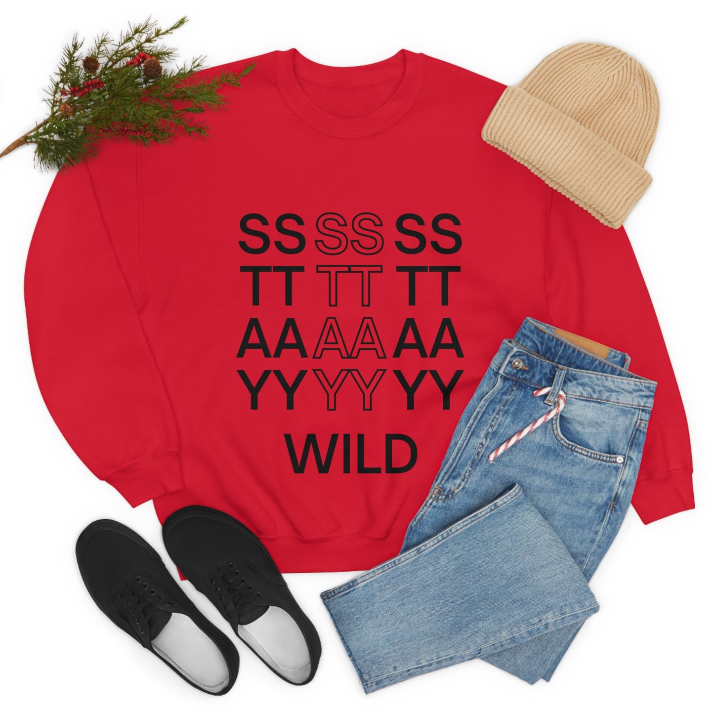 STAY WILD TYPOGRAPHY Unisex Heavy Blend™ Crewneck Sweatshirt