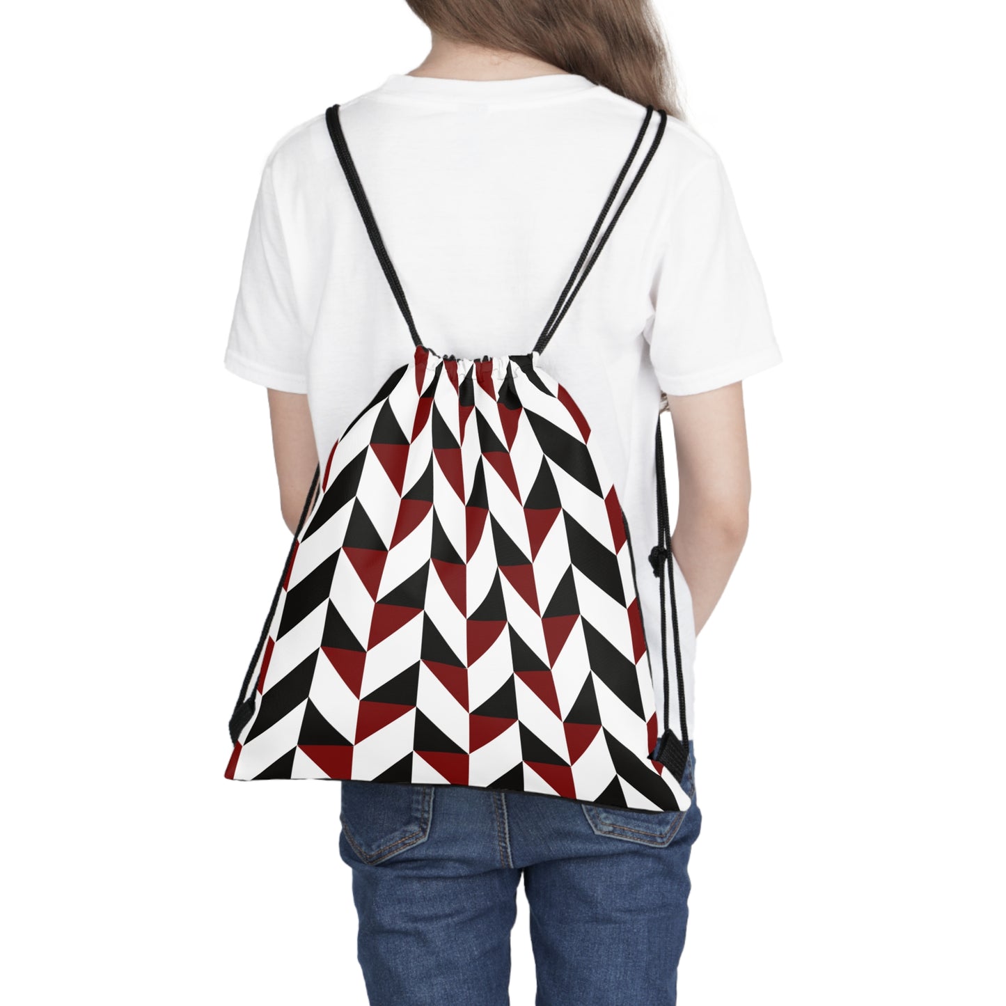 Maroon & Black Outdoor Drawstring Bag