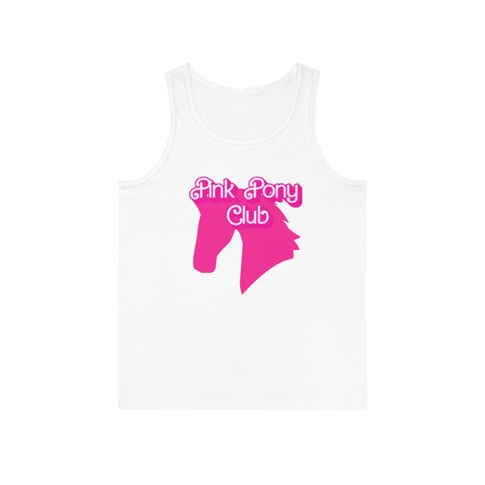 Unisex Softstyle™ Tank Top - Pink Pony Club, Farm Love Shirt, Horse Lover Gift, Summer Apparel, Equine Pride Wear