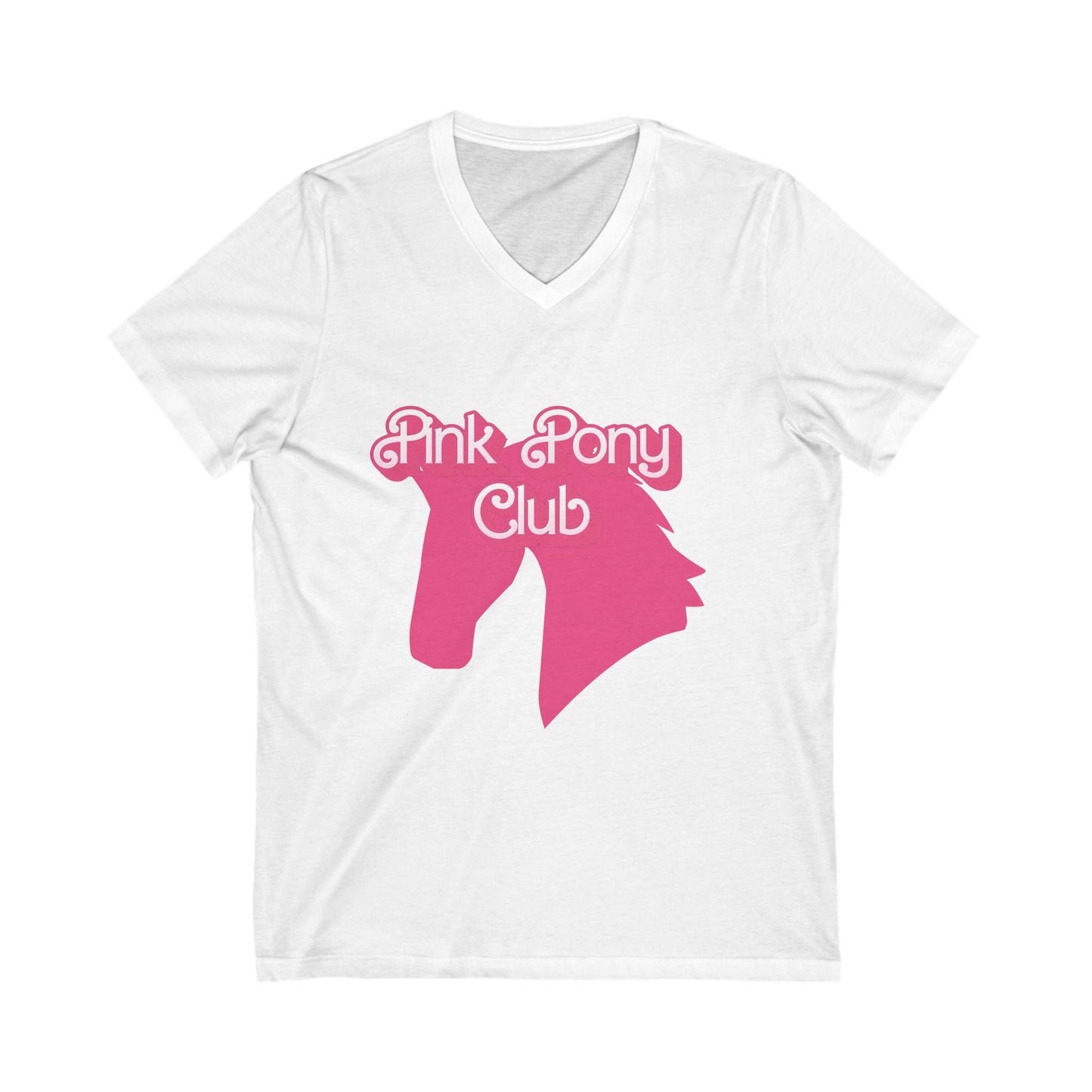 Pink Pony Club V-Neck Tee, Horse Lovers Gift, Equine-Themed Top, Birthday Present, Casual Wear, Festival Outfit