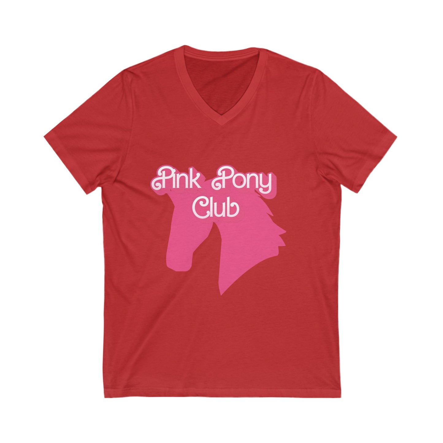 Pink Pony Club V-Neck Tee, Horse Lovers Gift, Equine-Themed Top, Birthday Present, Casual Wear, Festival Outfit