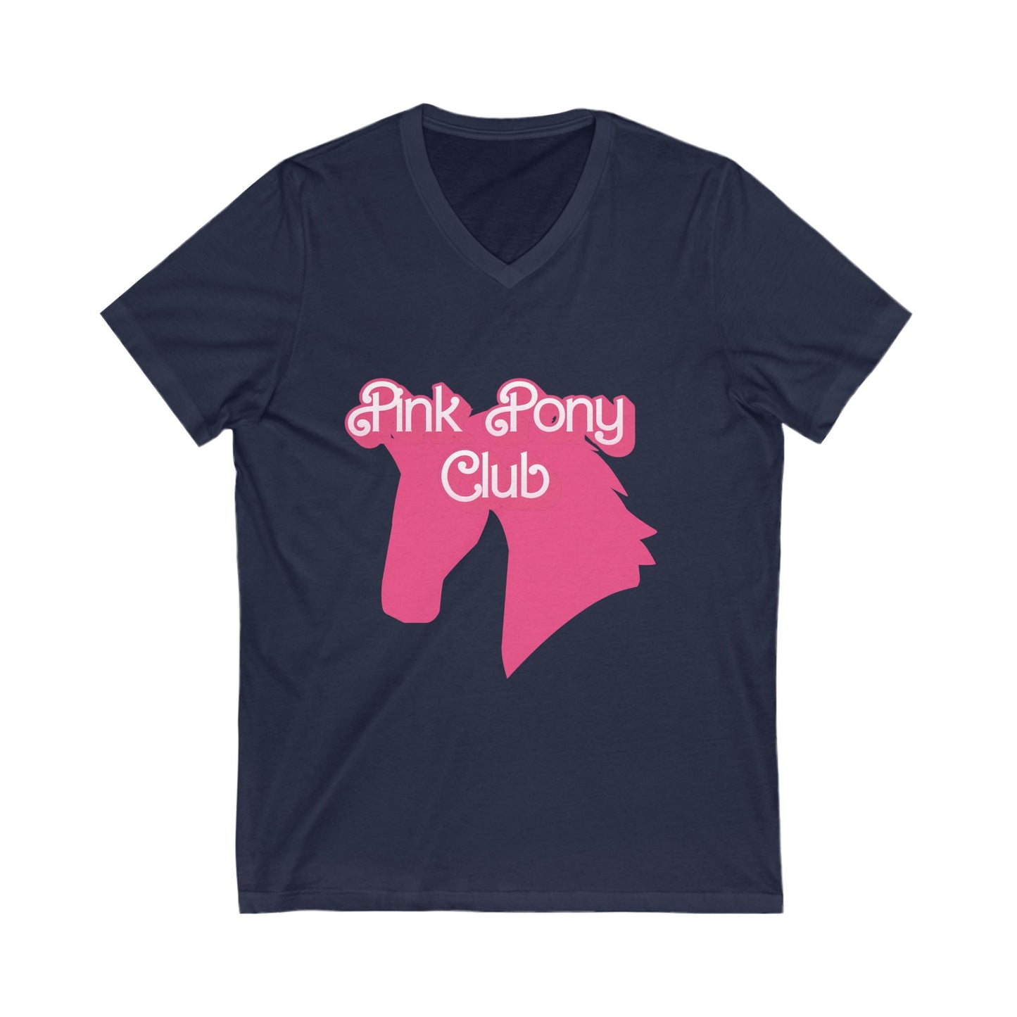 Pink Pony Club V-Neck Tee, Horse Lovers Gift, Equine-Themed Top, Birthday Present, Casual Wear, Festival Outfit