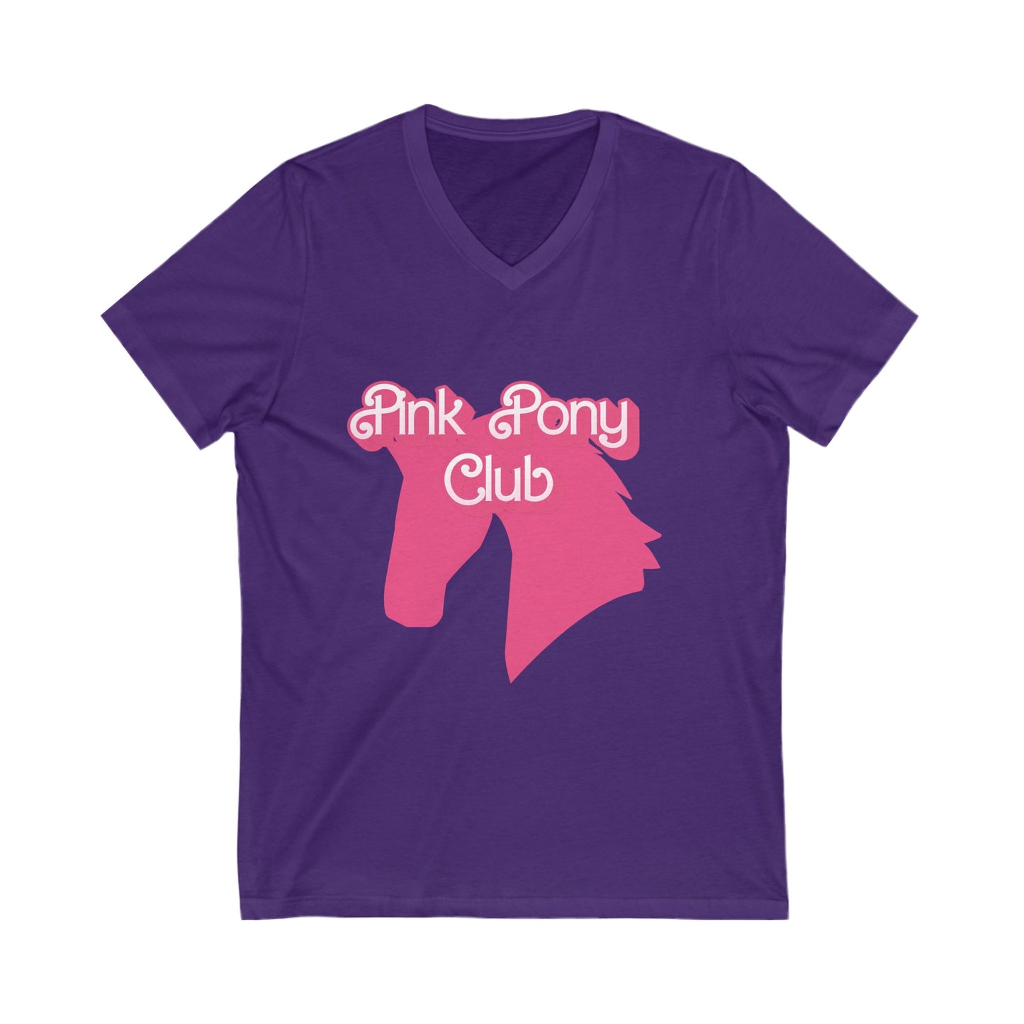 Pink Pony Club V-Neck Tee, Horse Lovers Gift, Equine-Themed Top, Birthday Present, Casual Wear, Festival Outfit