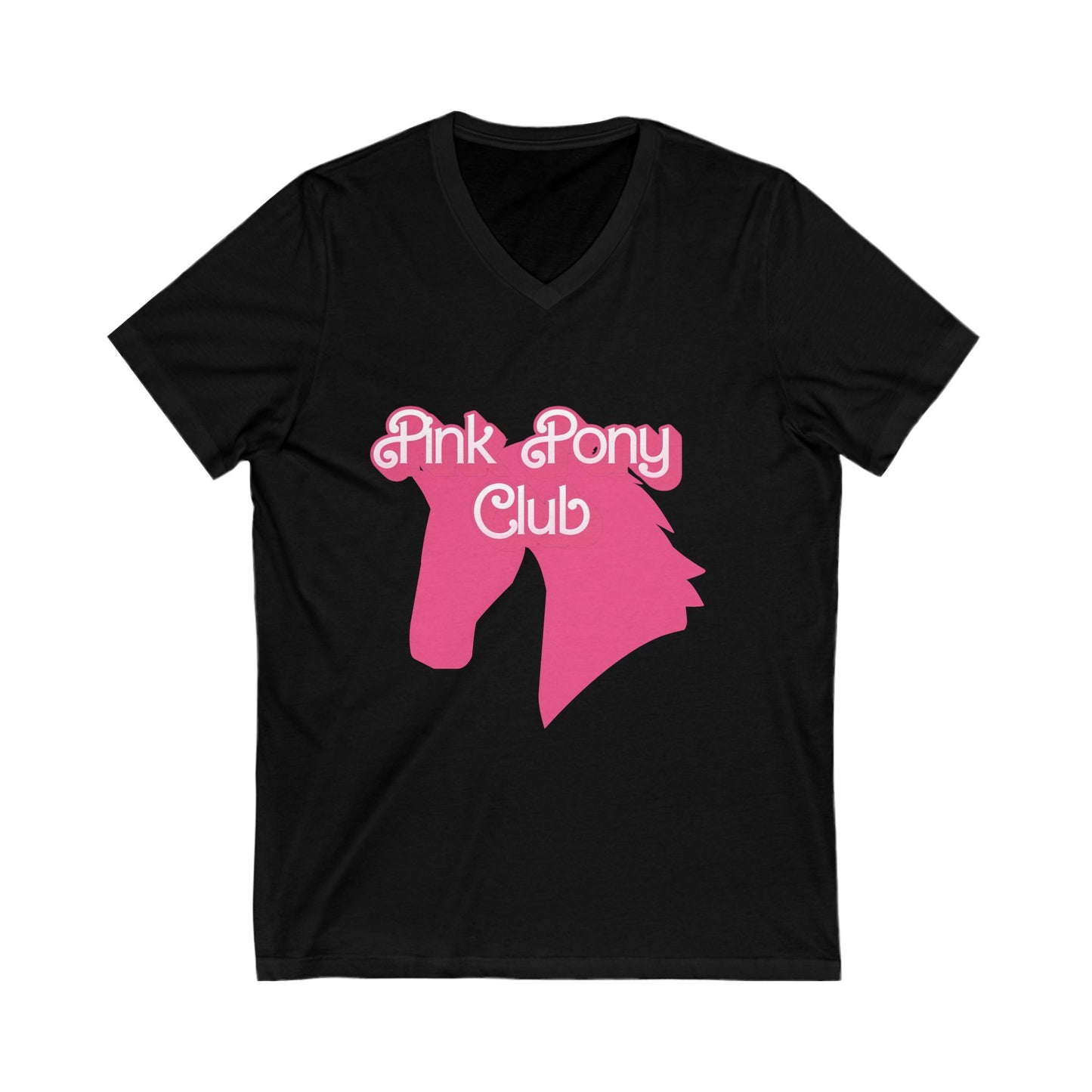 Pink Pony Club V-Neck Tee, Horse Lovers Gift, Equine-Themed Top, Birthday Present, Casual Wear, Festival Outfit