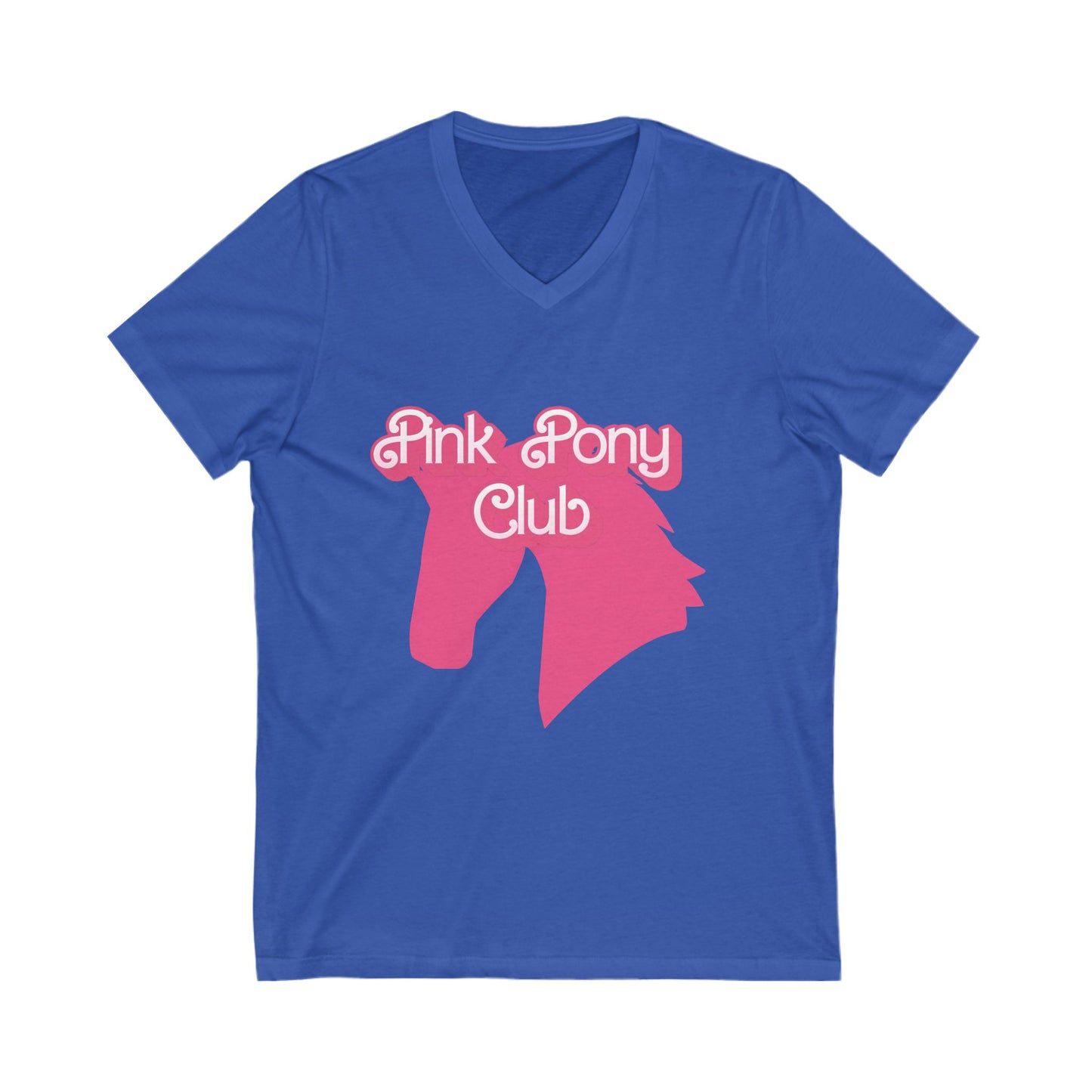 Pink Pony Club V-Neck Tee, Horse Lovers Gift, Equine-Themed Top, Birthday Present, Casual Wear, Festival Outfit