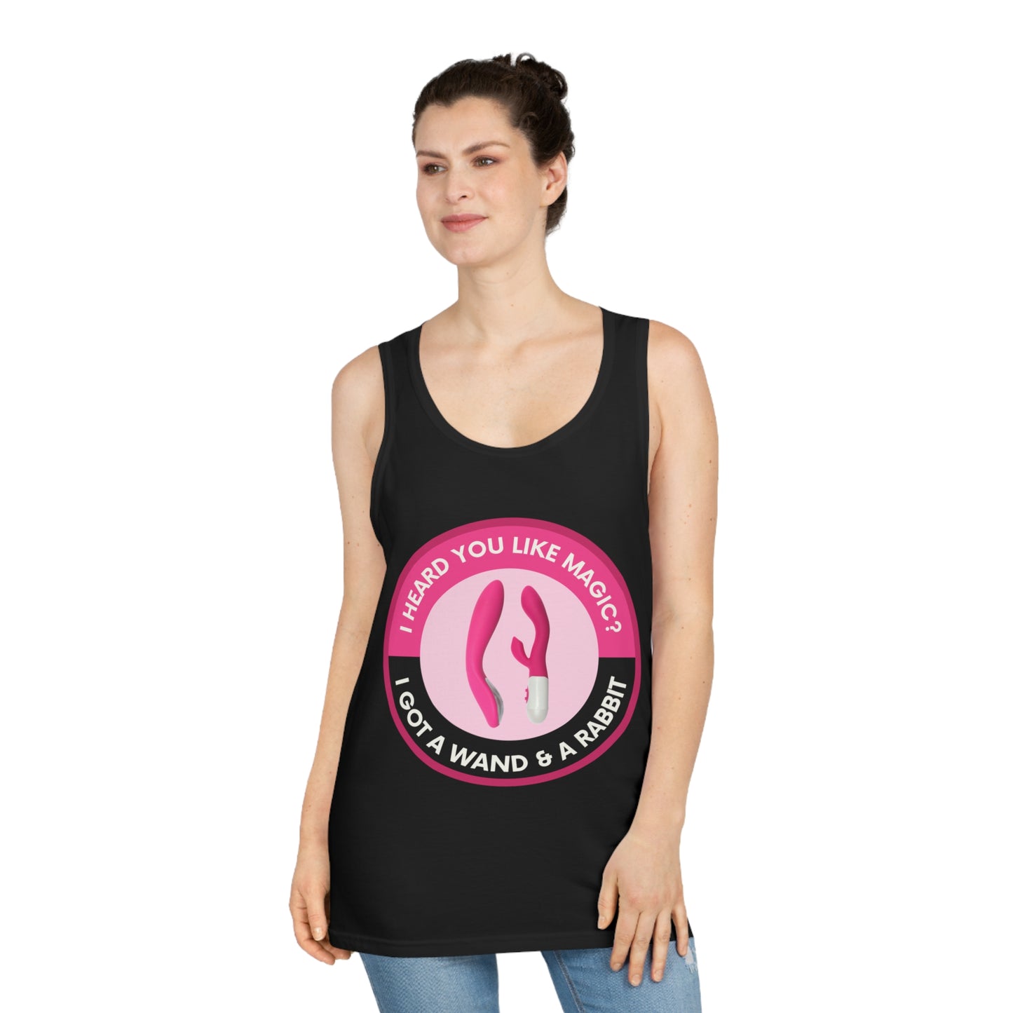 Wand & Rabbit Magic Themed Unisex Tank Top, Fun Stylish Tank, Gift for Her, Summer Apparel, Festival Wear, Playful Clothing