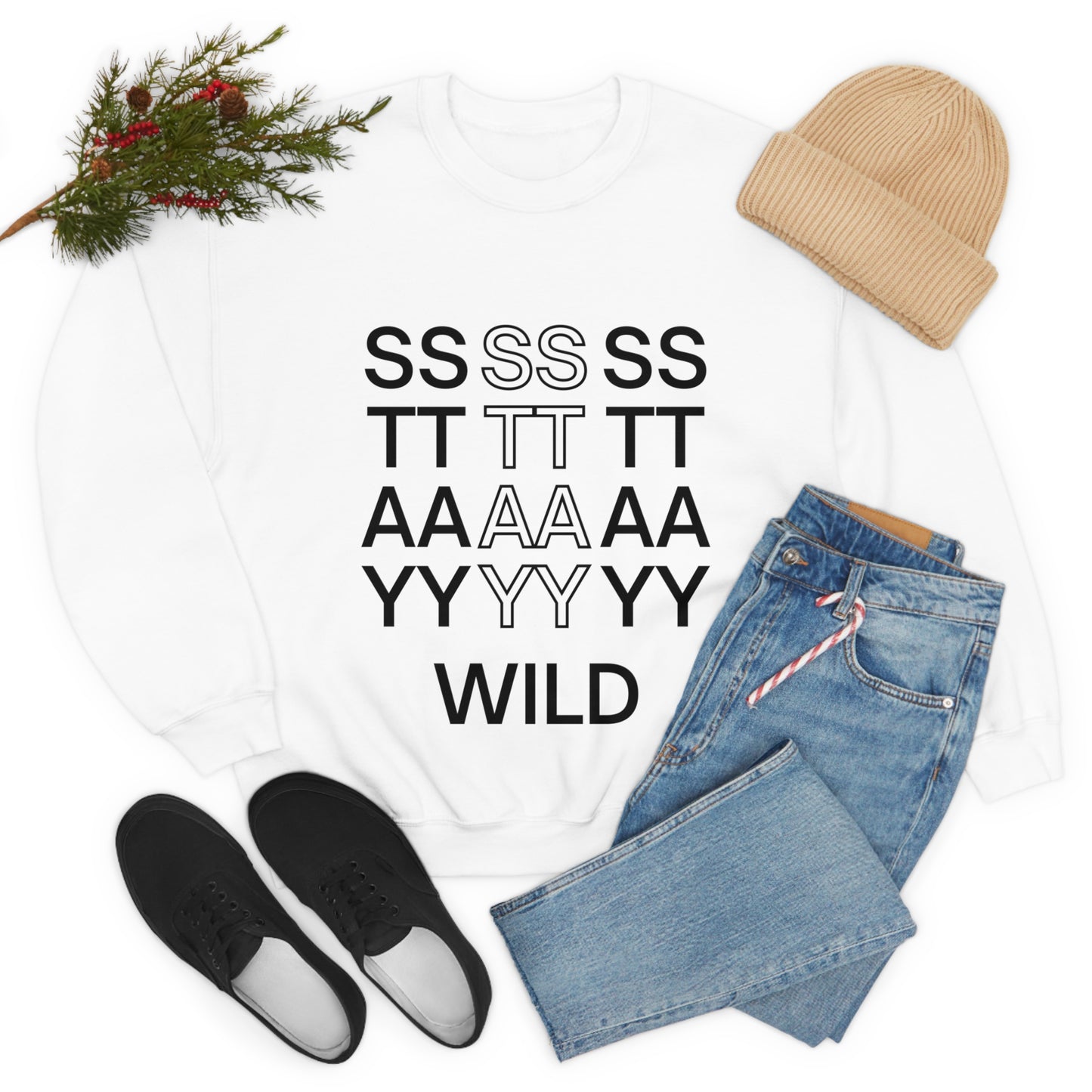 STAY WILD TYPOGRAPHY Unisex Heavy Blend™ Crewneck Sweatshirt